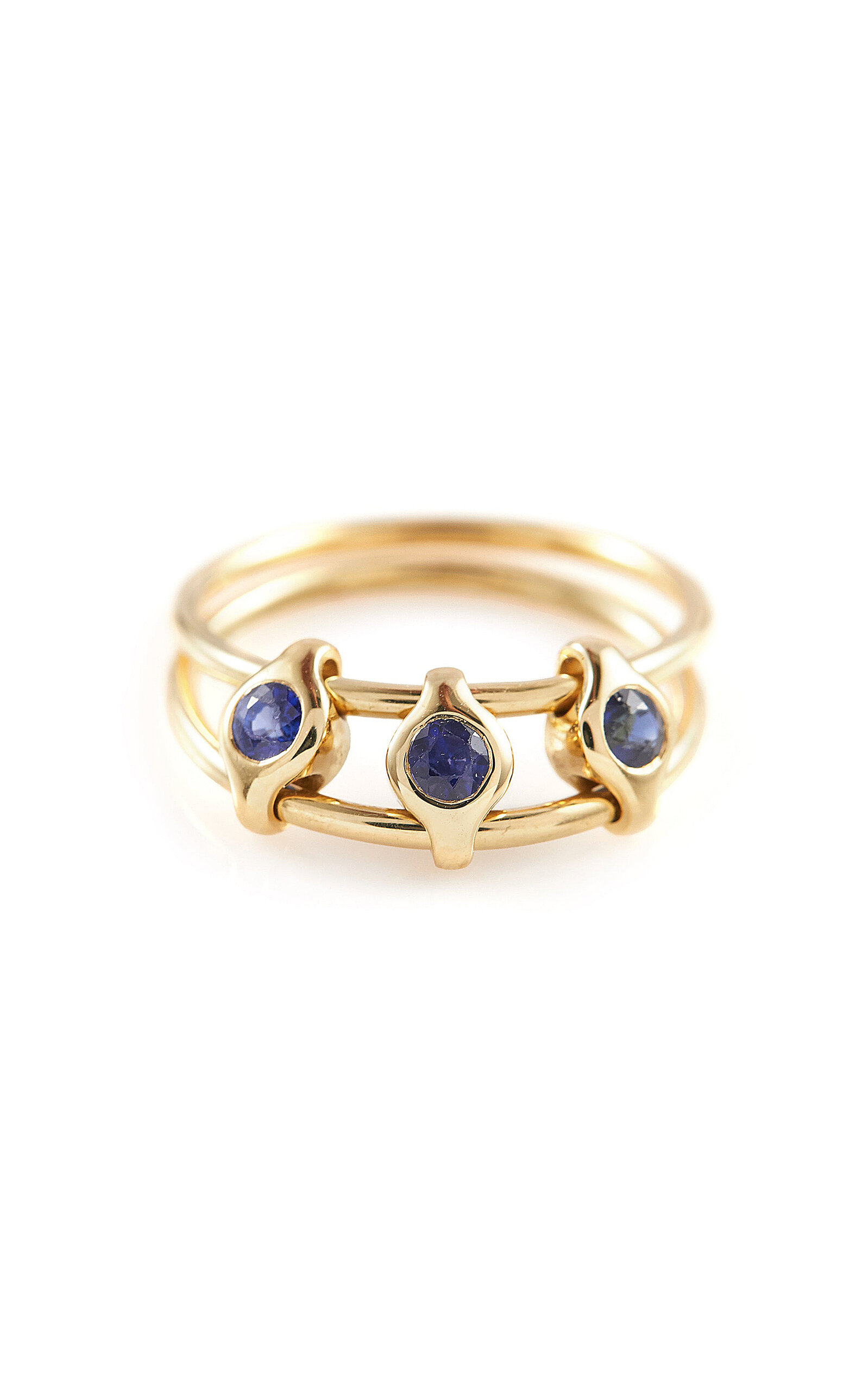 18K Yellow Gold Orbit Sapphire Ring