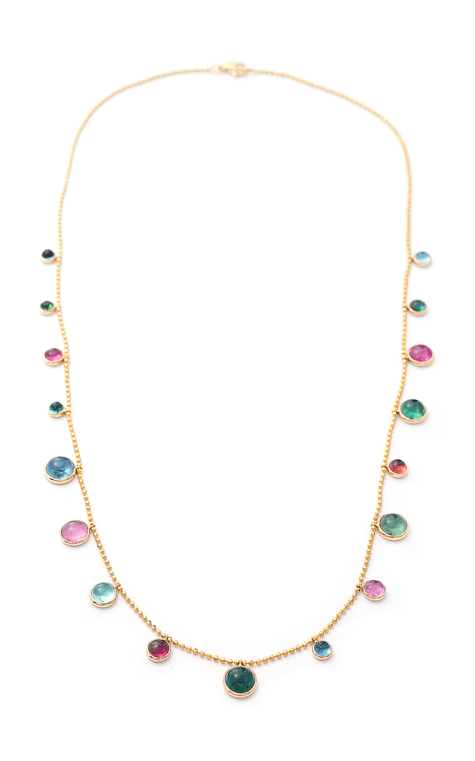 18K Yellow Gold Indicolite And Rubellite Necklace