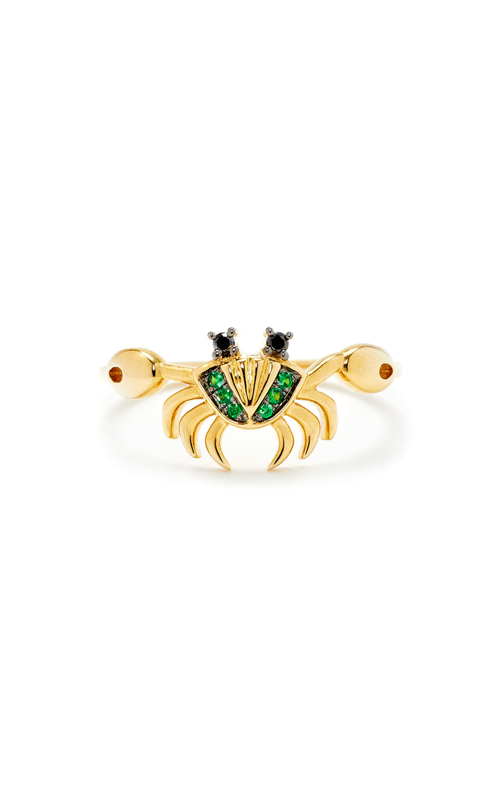 Mini Crab 9K Yellow Gold Tsavorite Ring