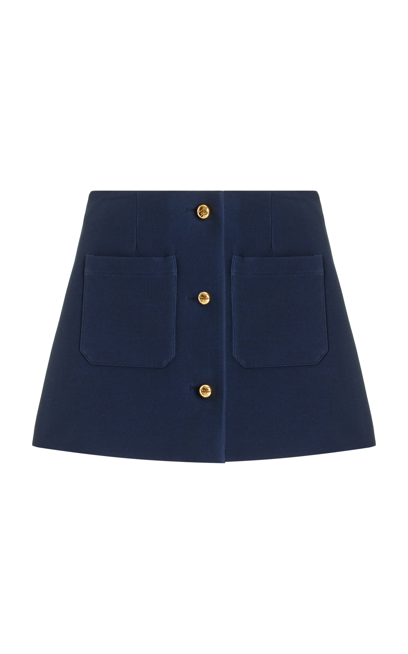 Prada Buttoned Wool-Silk Twill Mini Skirt