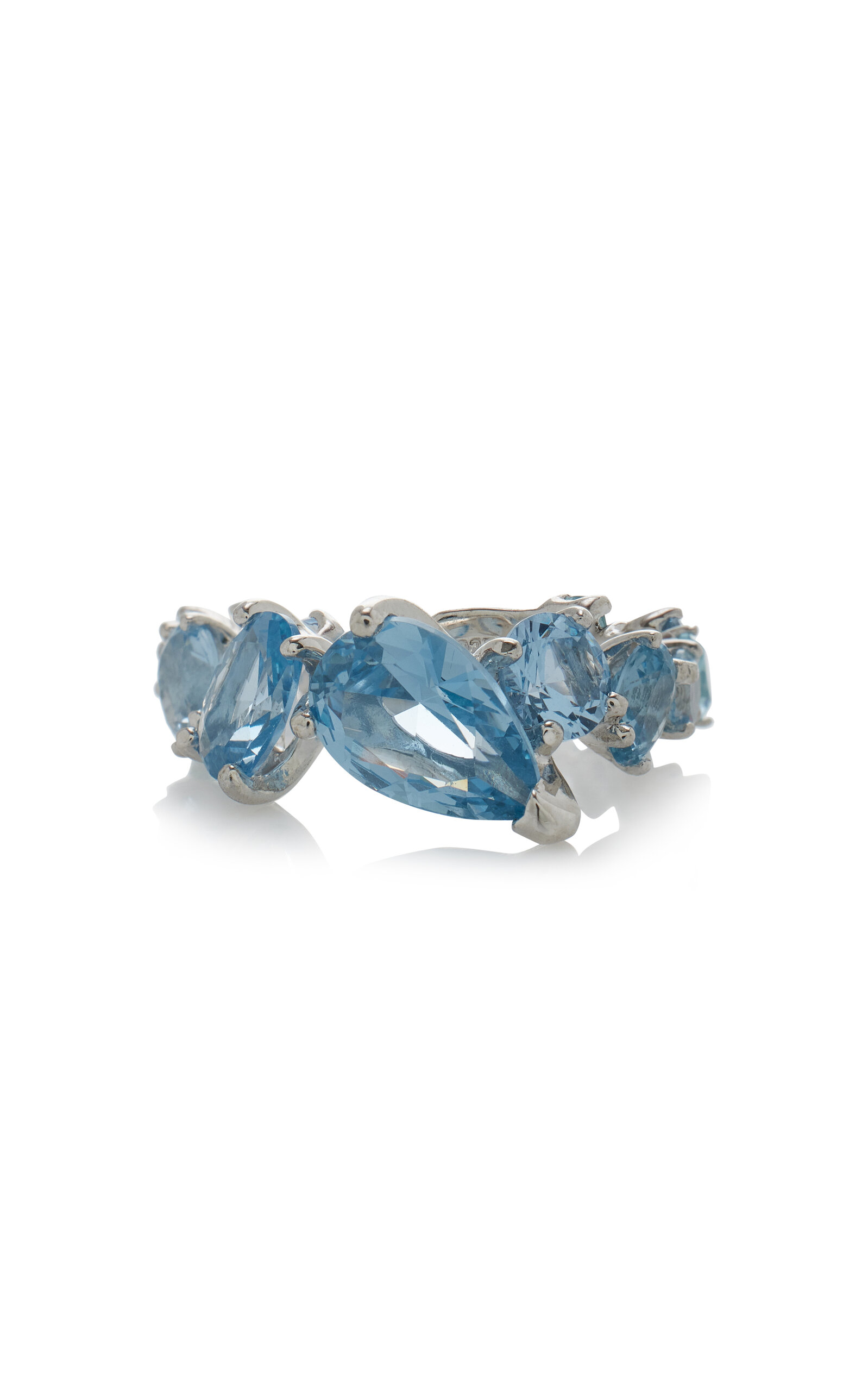Shop Anabela Chan Nova Starburst Aquamarine Ring In Blue