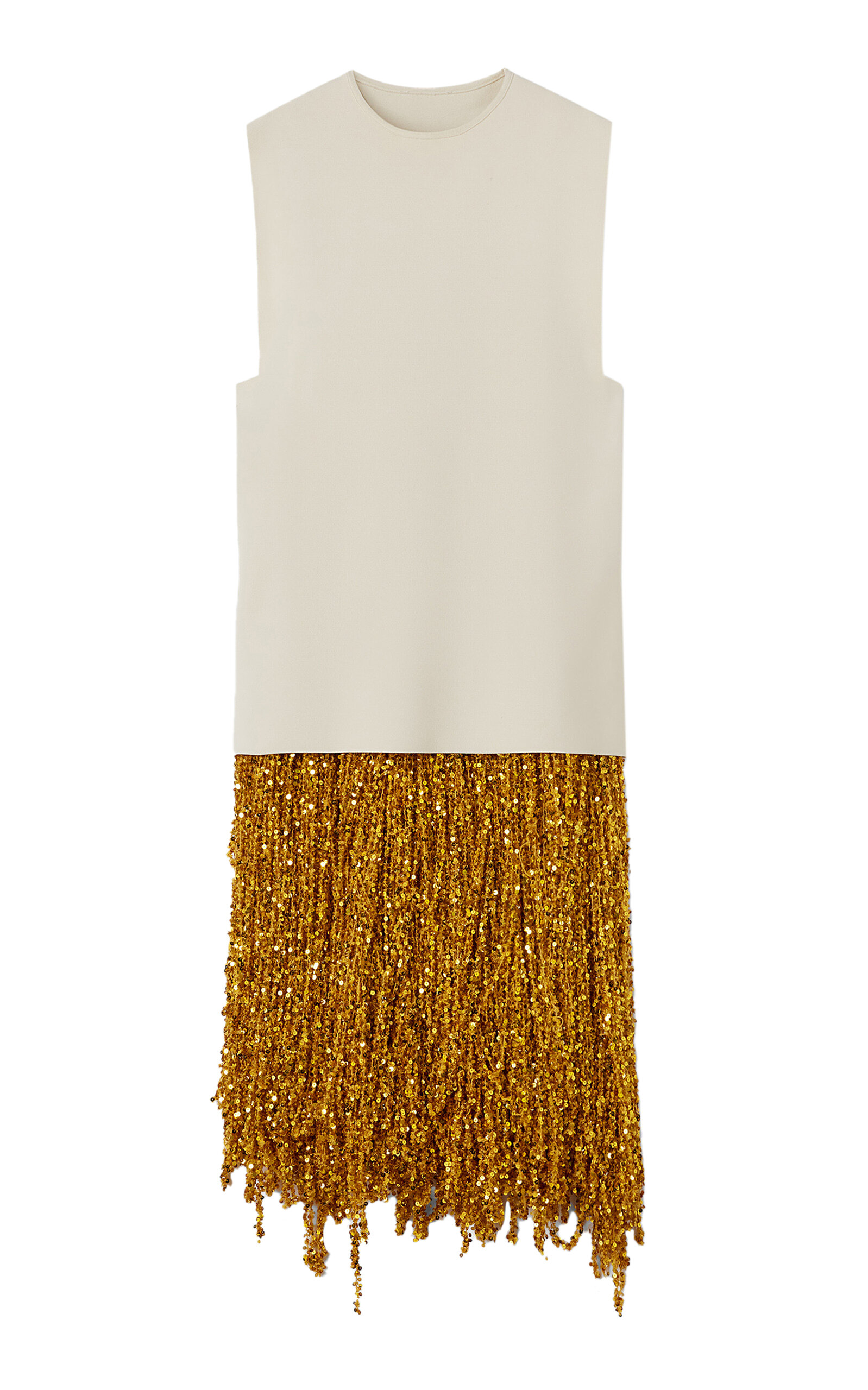 Jil Sander Sequin Fringed Midi Dress In Gold