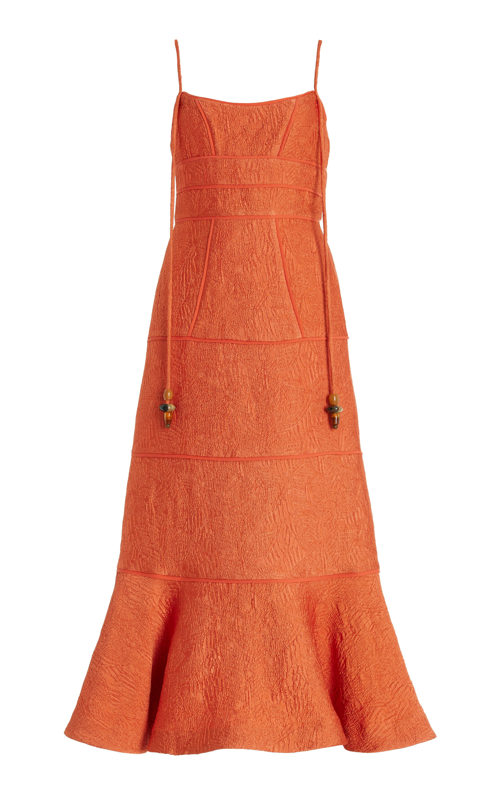 Shop Alexis Vereda Sculpted Jacquard Midi Dress In Orange