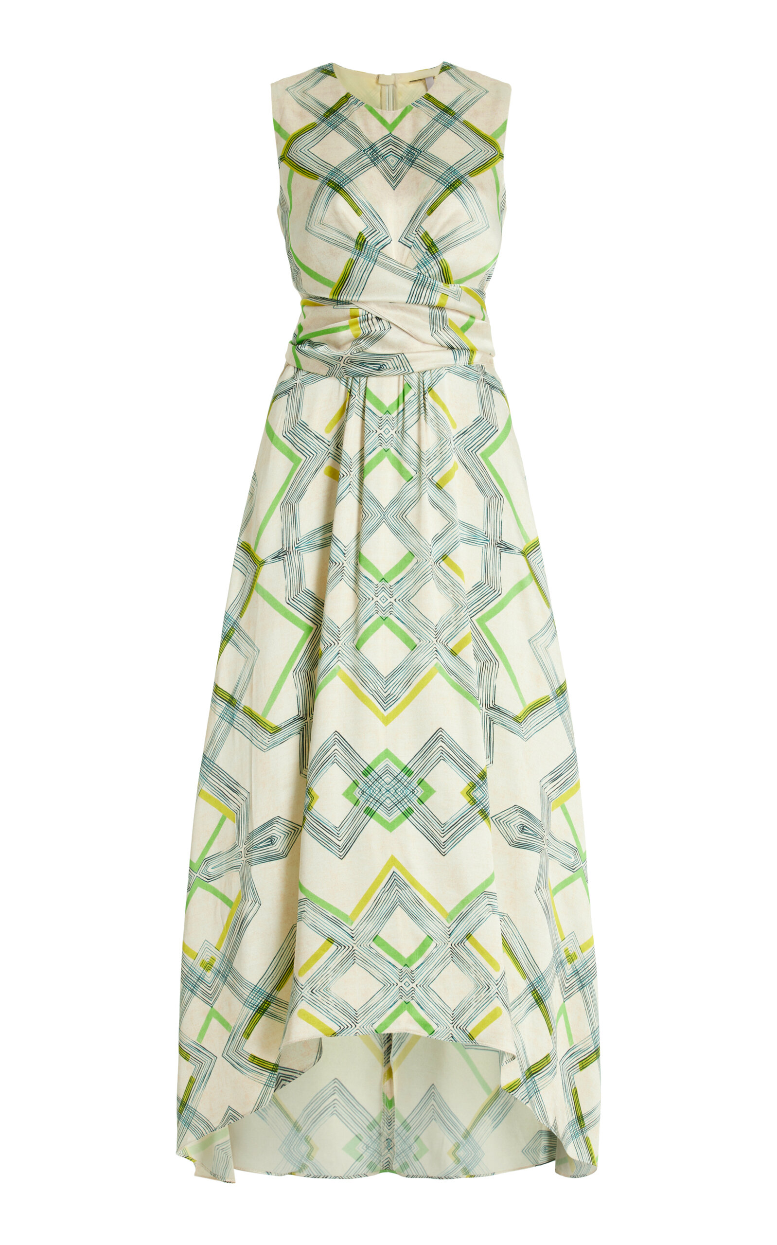 Alexis Biasca Tie-detailed Midi Dress In Ivory