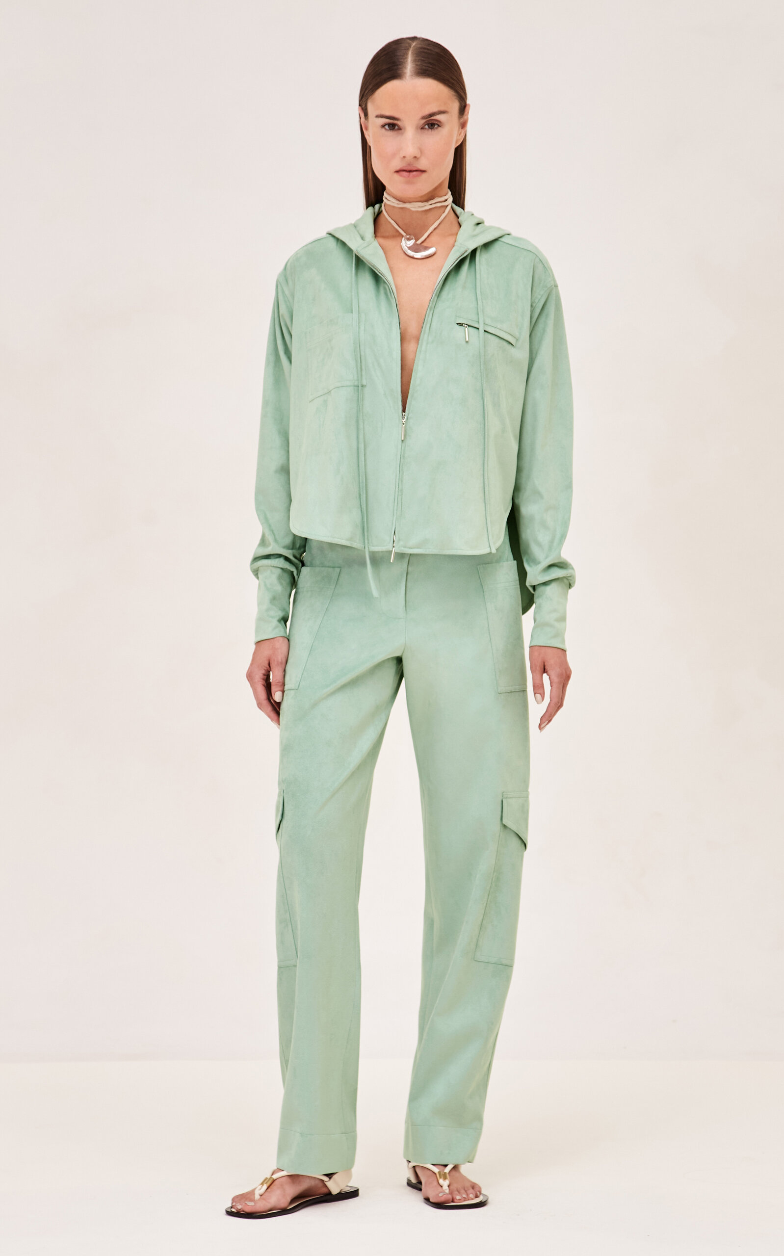 Alexis Suda Oversized Zipped Jacket In Green