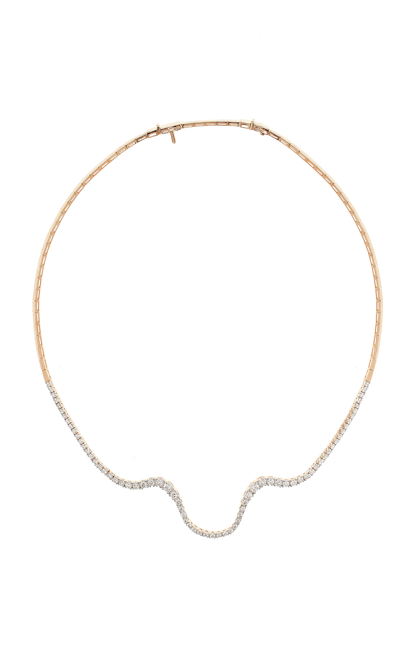 18k Rose Gold Half Diamond Radiant Choker Necklace