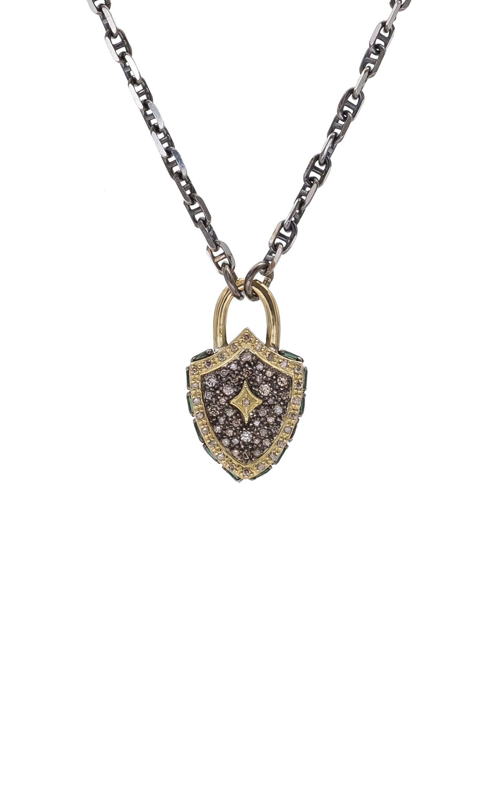 Armenta Women's Old World Sterling Silver, 18k Yellow Gold, Tourmaline & Diamond Shield Pendant Necklace In Silver