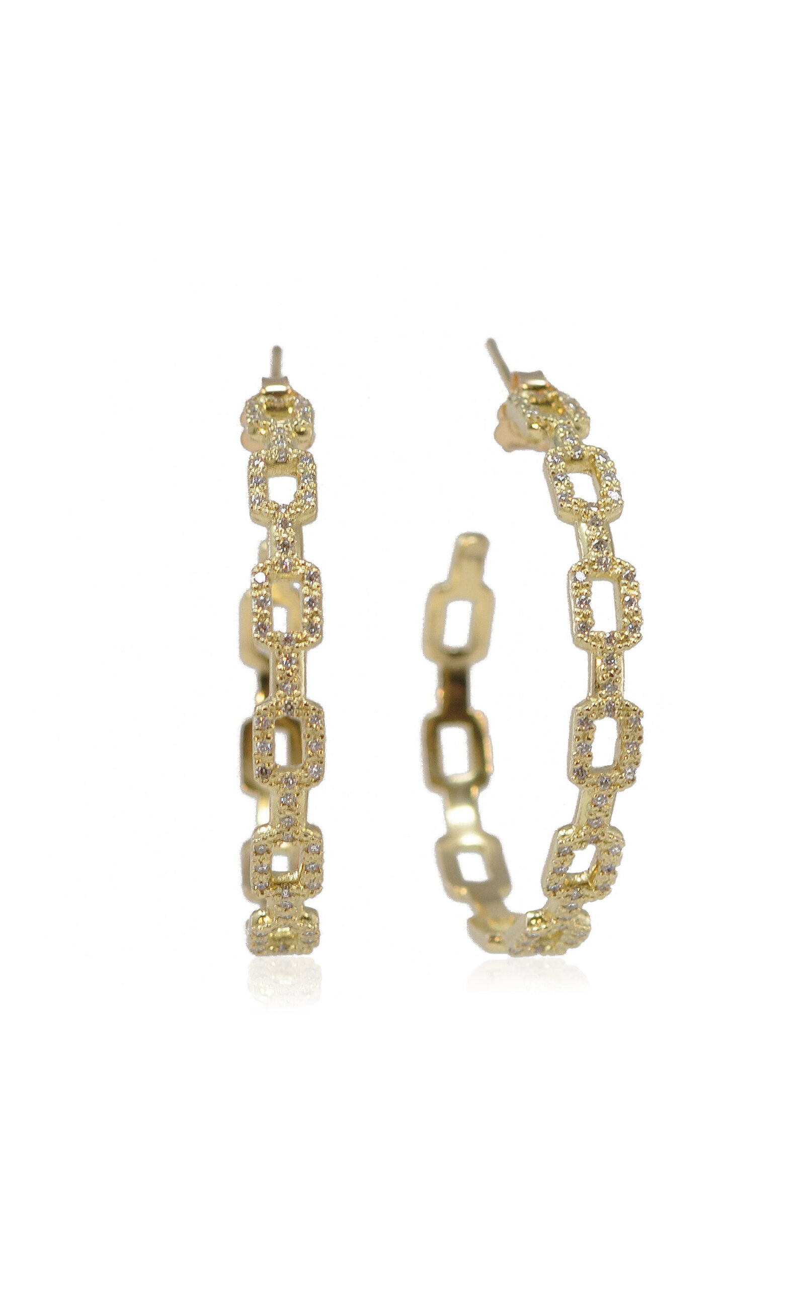 Shop Armenta Paperclip 18k Yellow Gold; Sterling Silver Diamond Hoop Earrings