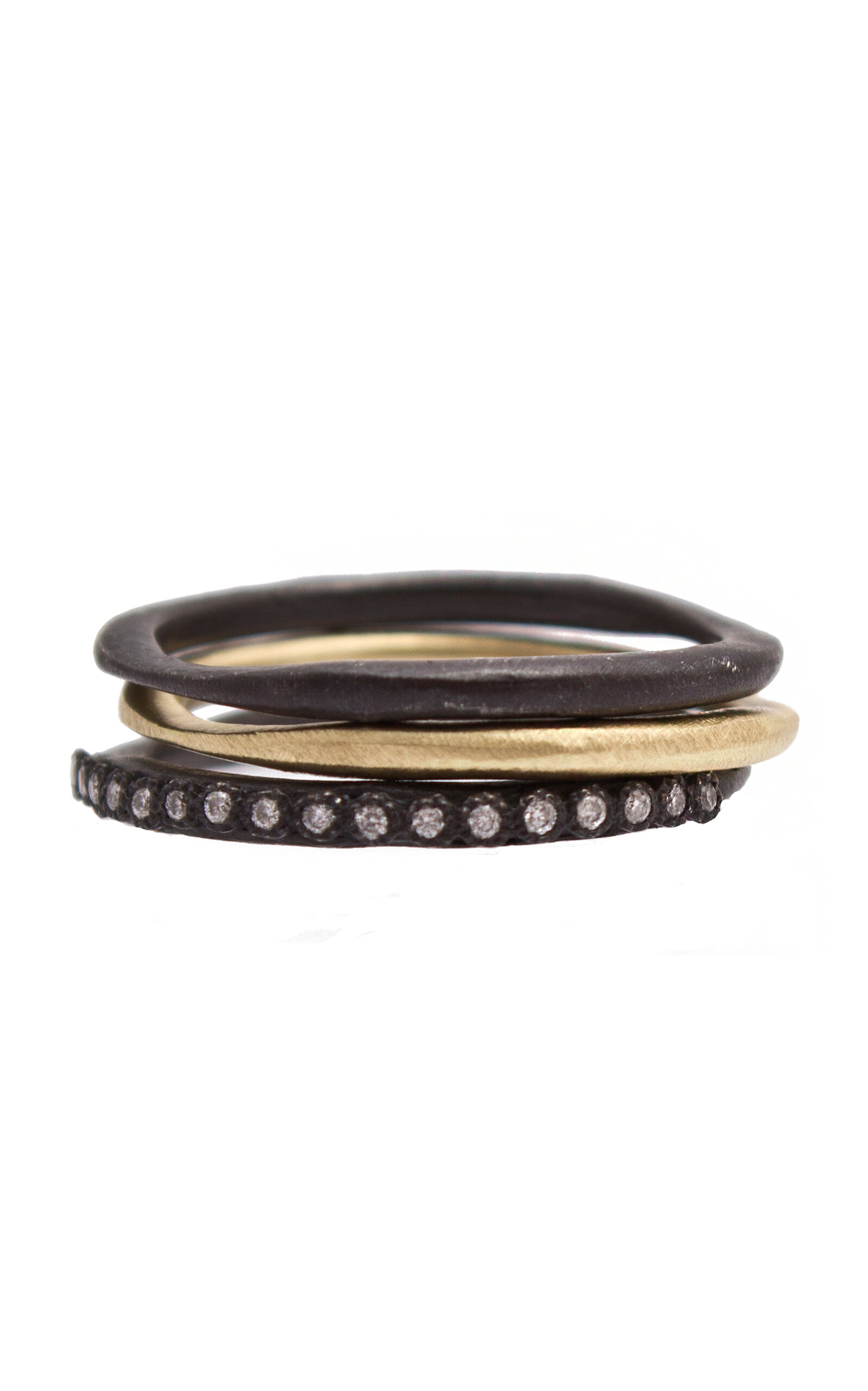 Armenta Women's Old World Sterling Silver, 18k Yellow Gold & Diamond 3-piece Stacking Ring Set In Silver