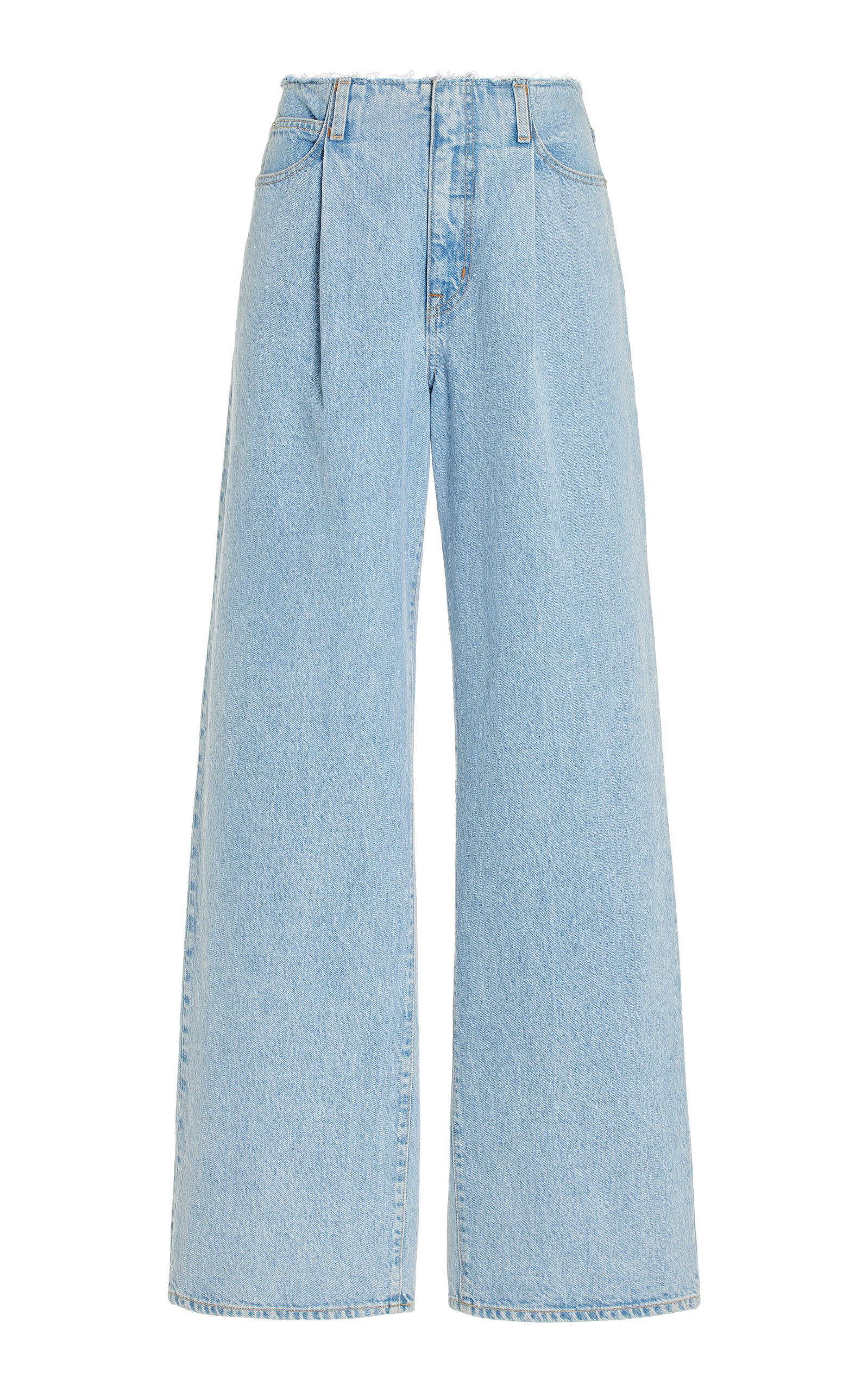Slvrlake Kennedy Pleated Rigid High-rise Wide-leg Jeans In Light Wash