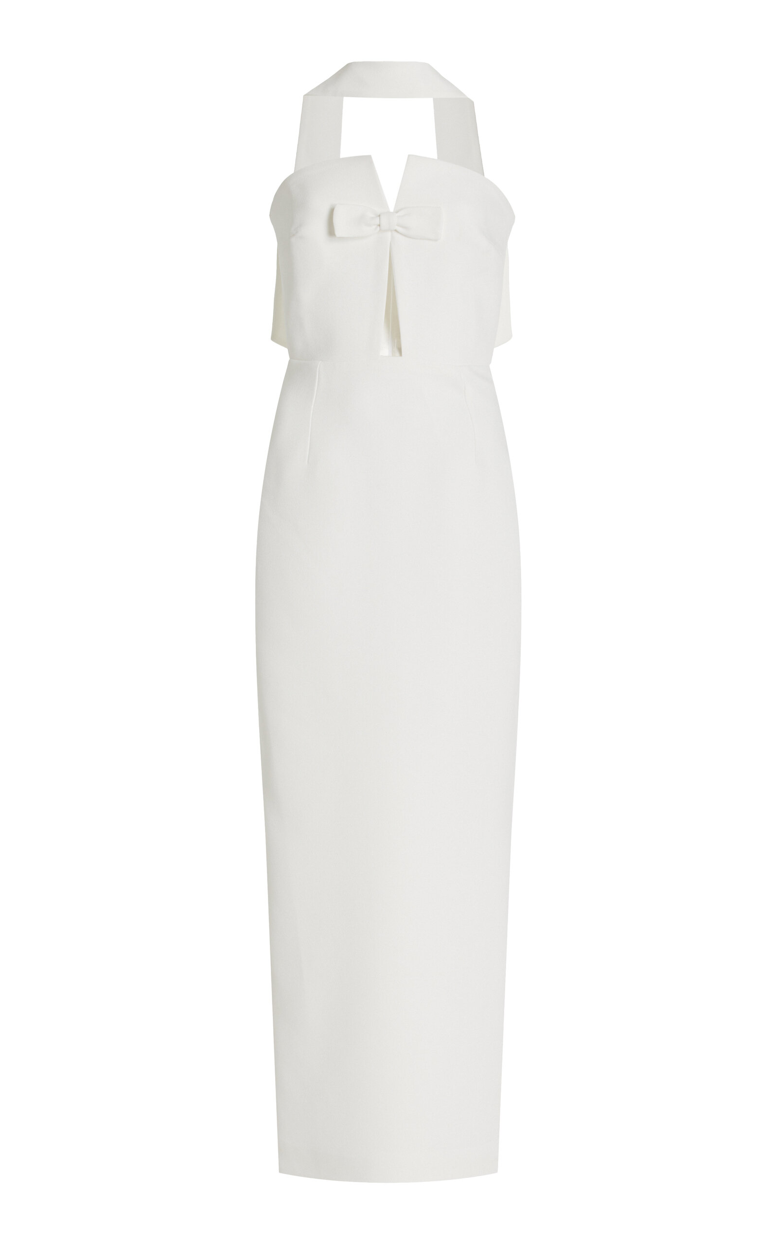 The New Arrivals Ilkyaz Ozel Holly In Temple Tie-neck Crepe Midi Dress In White