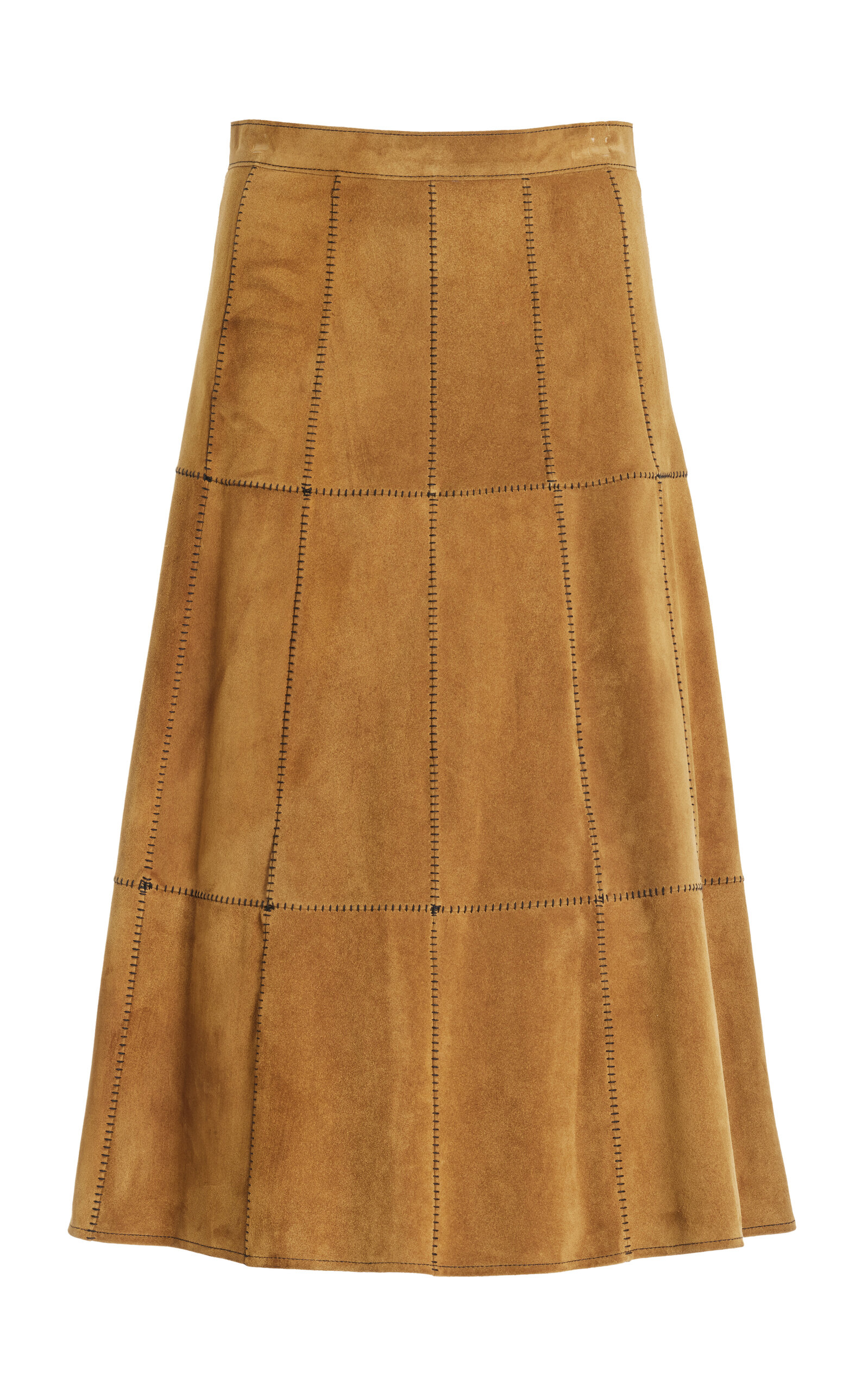The Debaun Patchwork Suede Midi Skirt