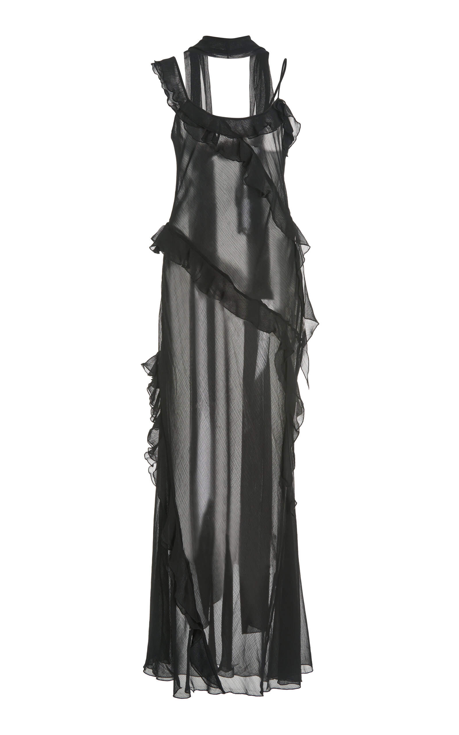 Siedres Monica Ruffled Maxi Dress In Black