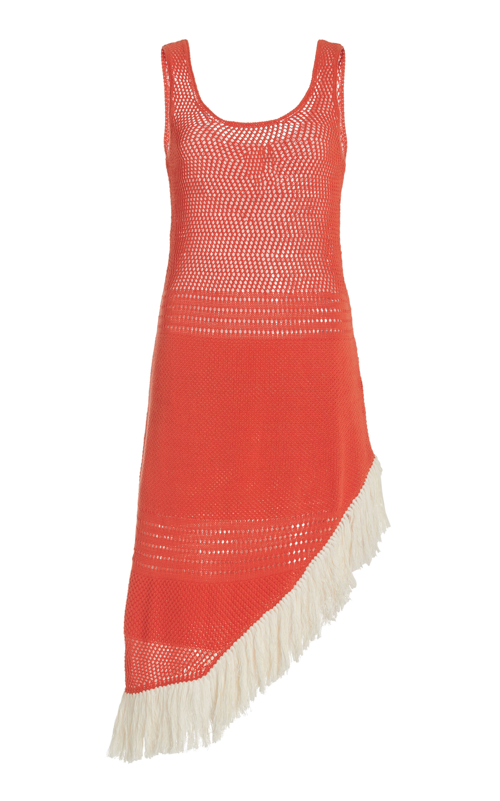 Carisa Asymmetric Crocheted Cotton Midi Dress