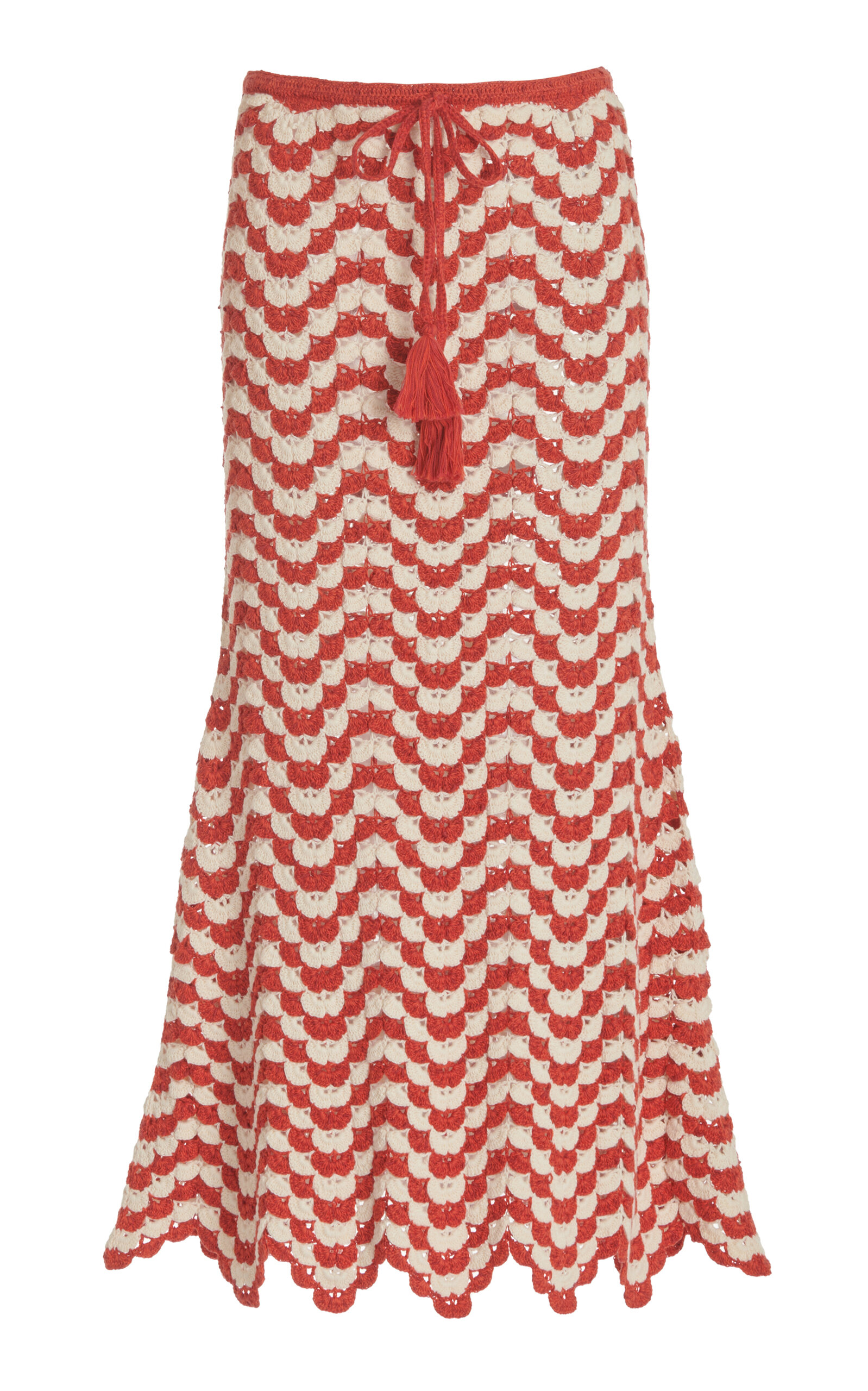 ESCVDO Safi Scalloped Crocheted Cotton Midi Skirt - Multi