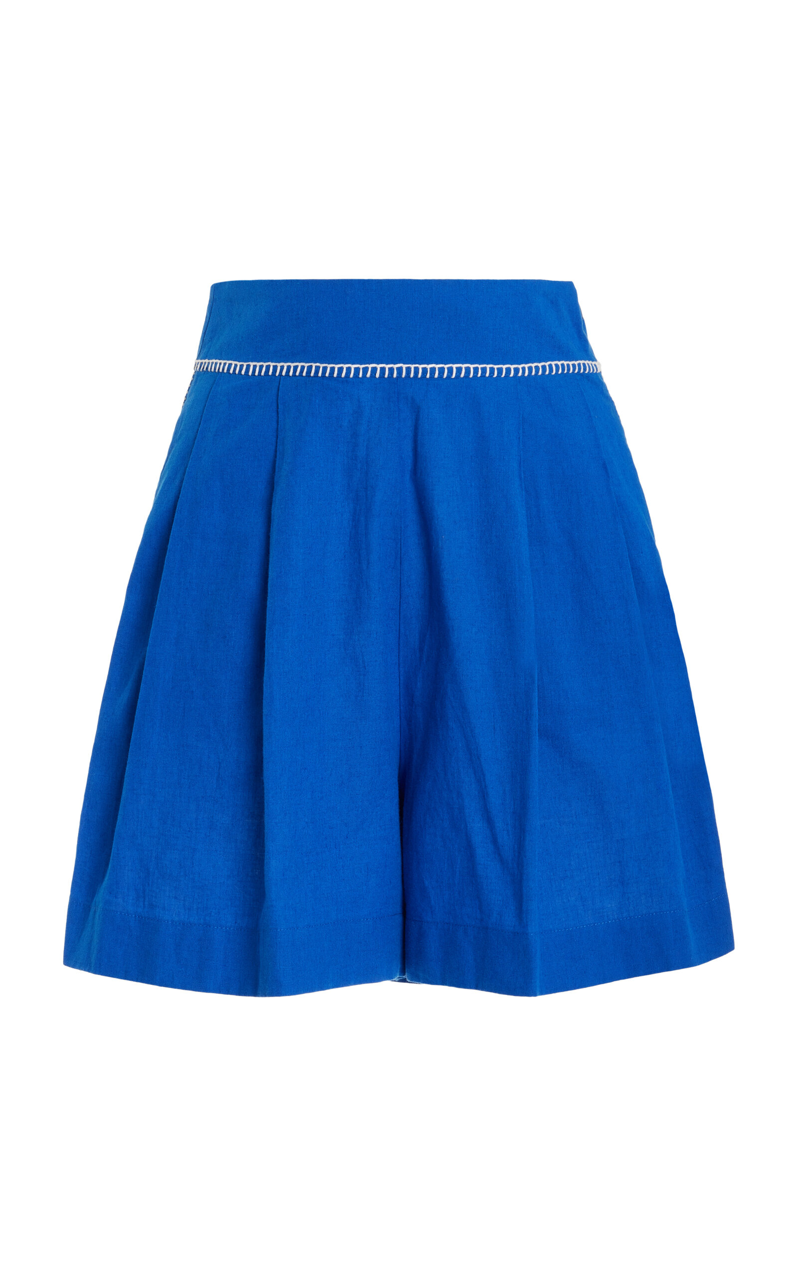 Amalia Hand-Embroidered Cotton-Linen Shorts