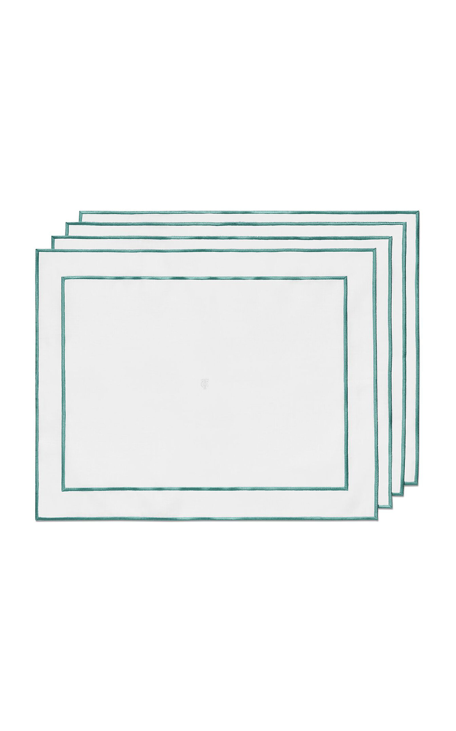 Tiffany & Co. Set-of-Four Small Embroidered Linen Placemats - Blue