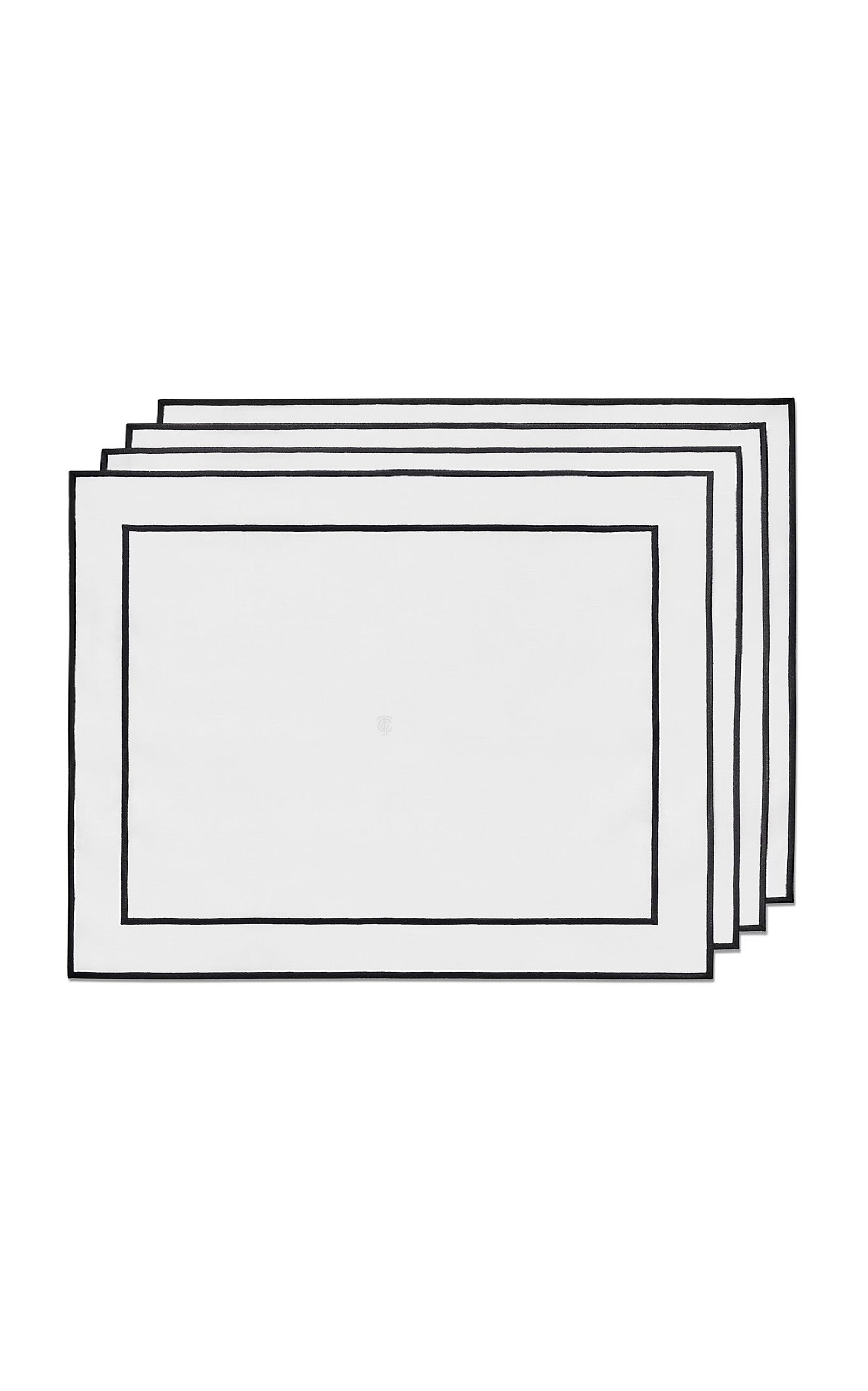 Tiffany & Co. Set-of-Four Small Embroidered Linen Placemats - Black