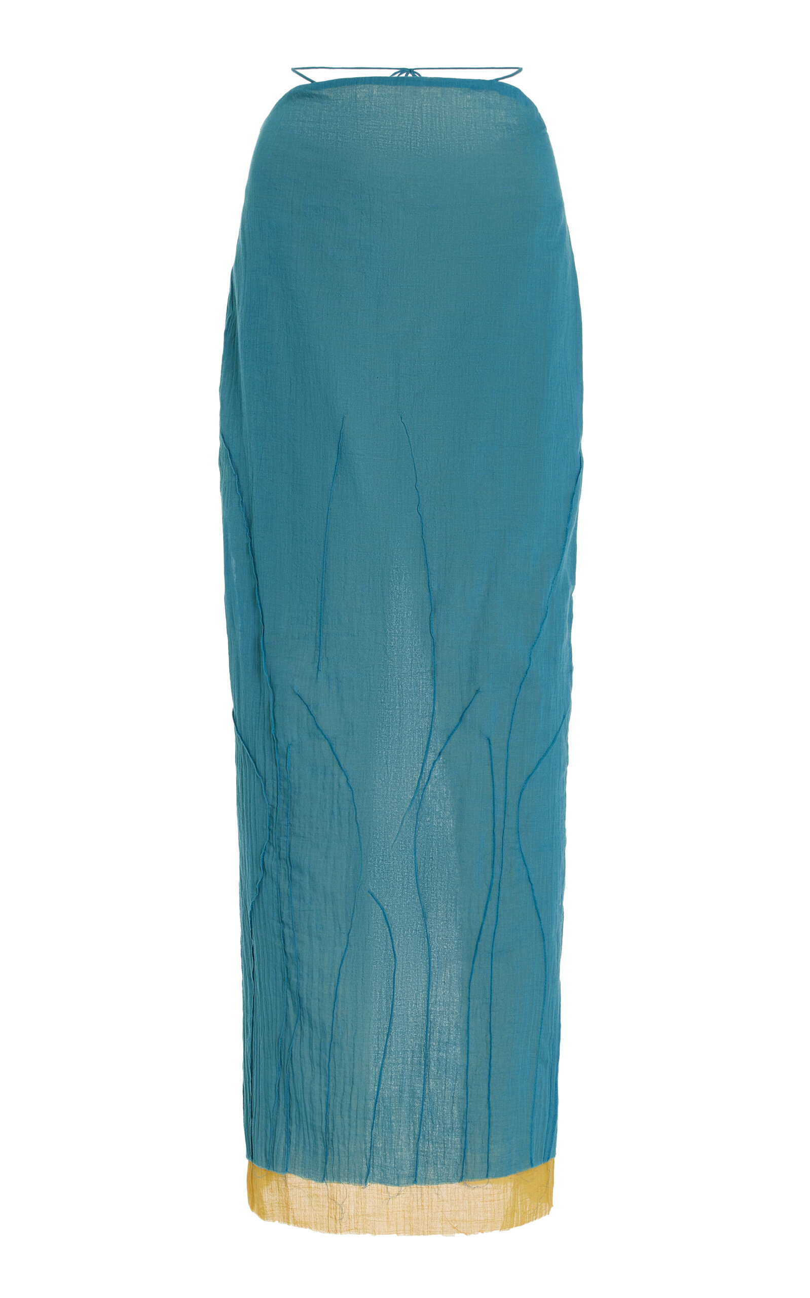 Tg Botanical Tree Layered Cotton-blend Maxi Skirt In Blue