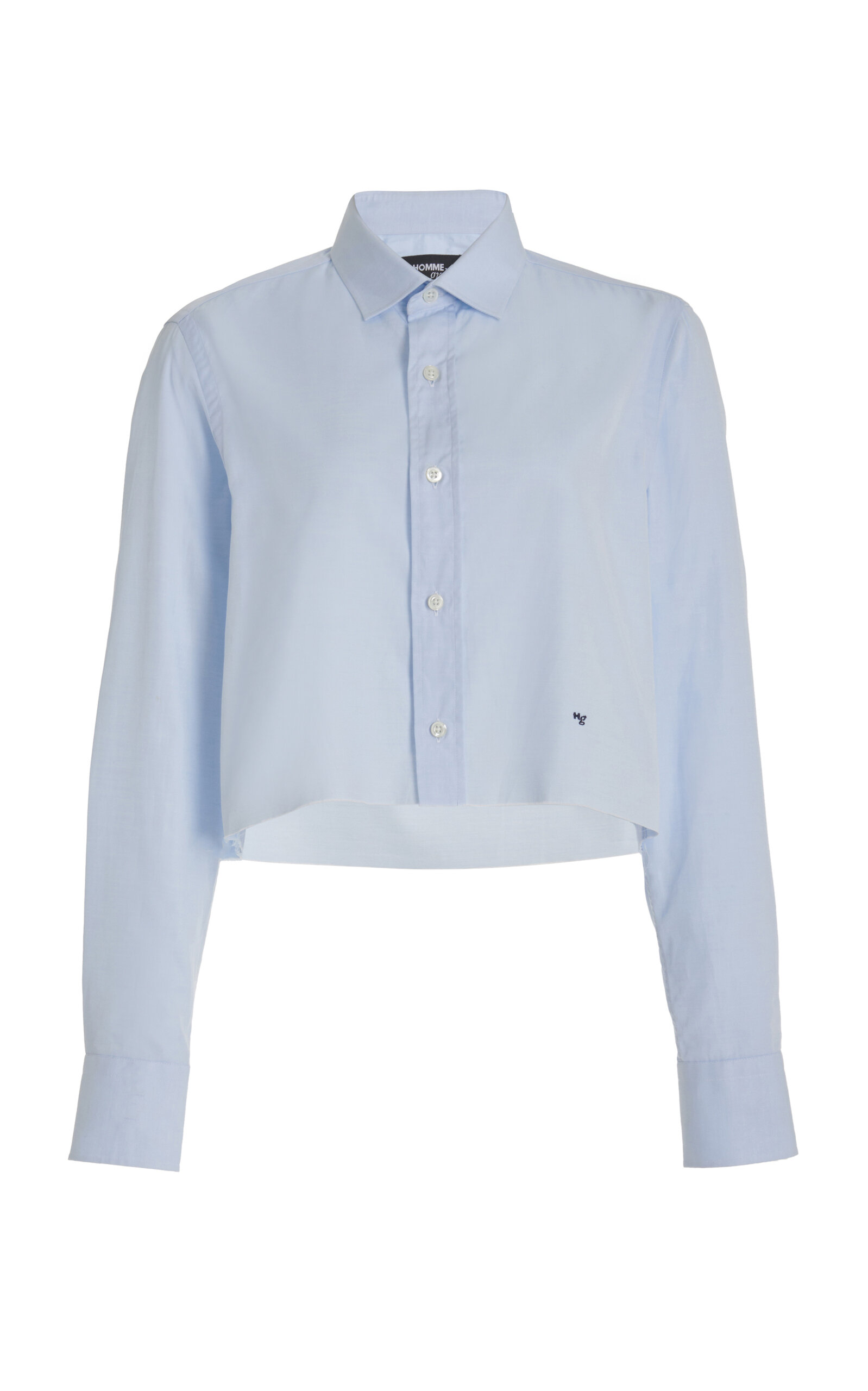 Hommegirls Cotton Cropped Shirt In Blue