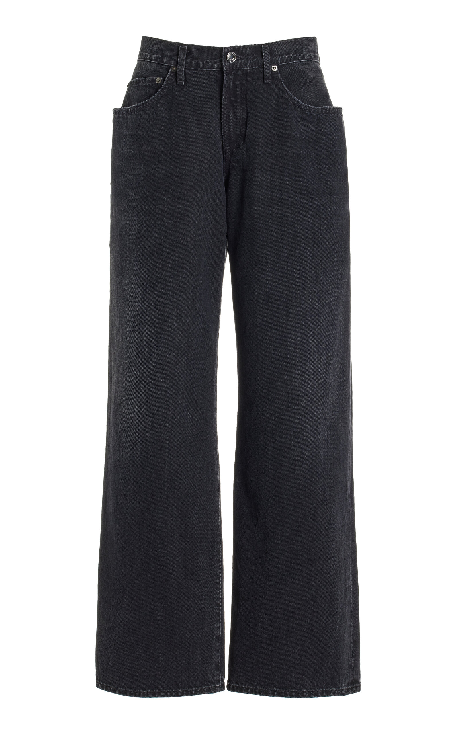 Agolde - Fusion Stretch Low-Rise Wide-Leg Jeans - Black - 30 - Moda Operandi
