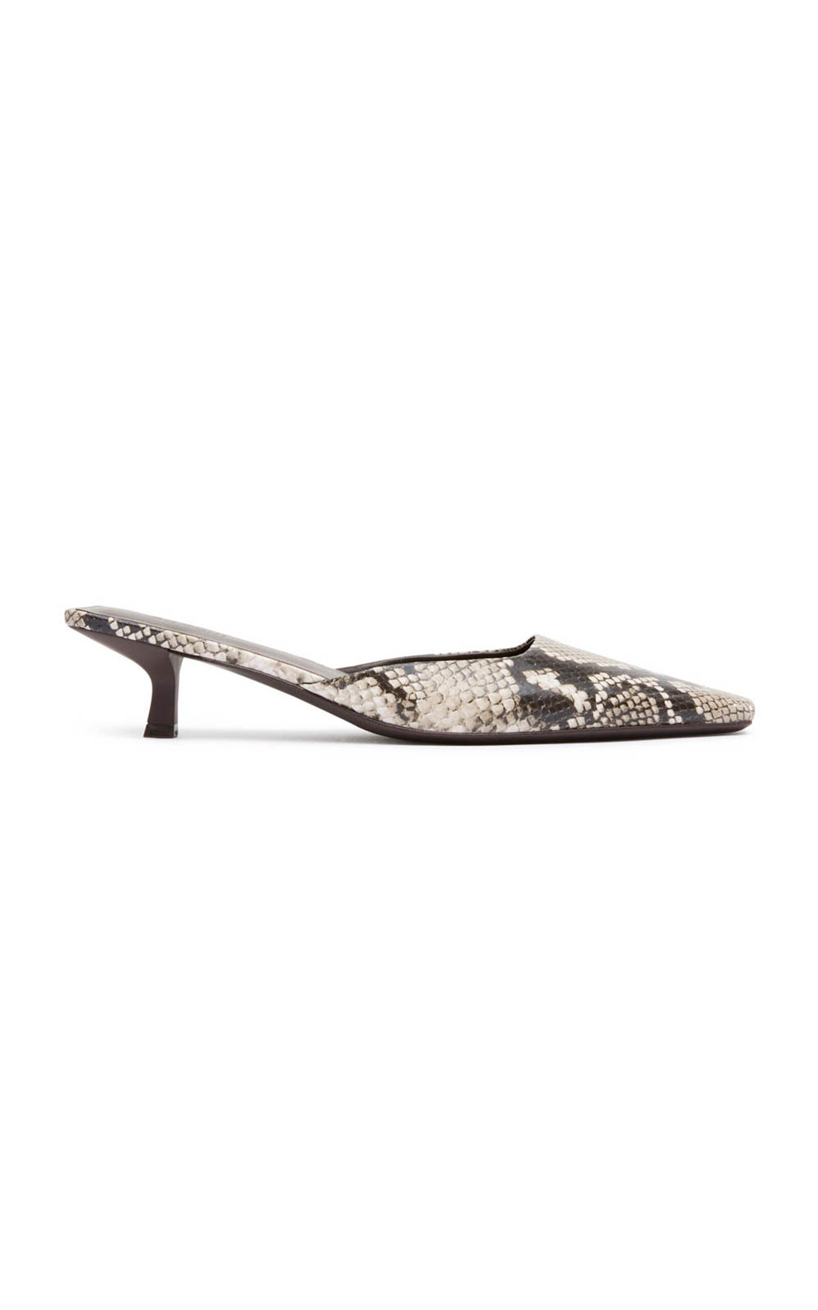 St. Agni Mira Snake-Effect Embossed Leather Mules - Print