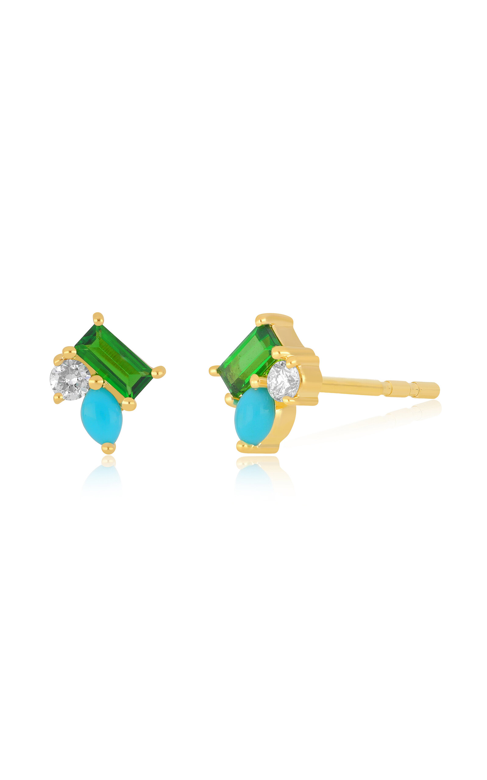Ef Collection 14k Gold Multi-stone Stud Earrings