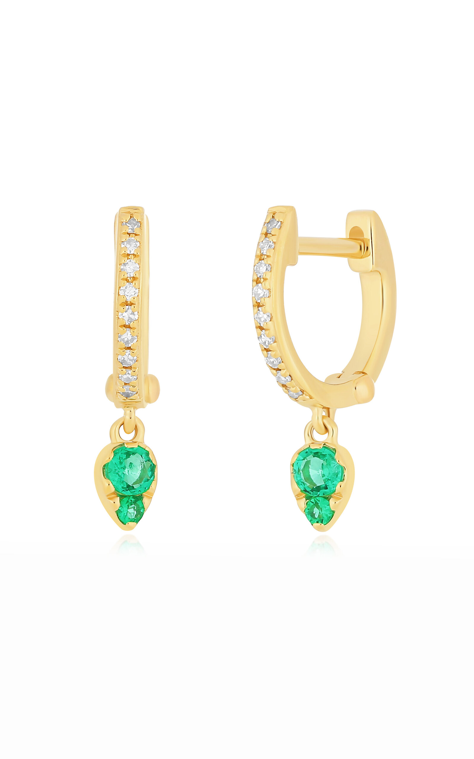 Ef Collection 14k Gold Emerald Earrings