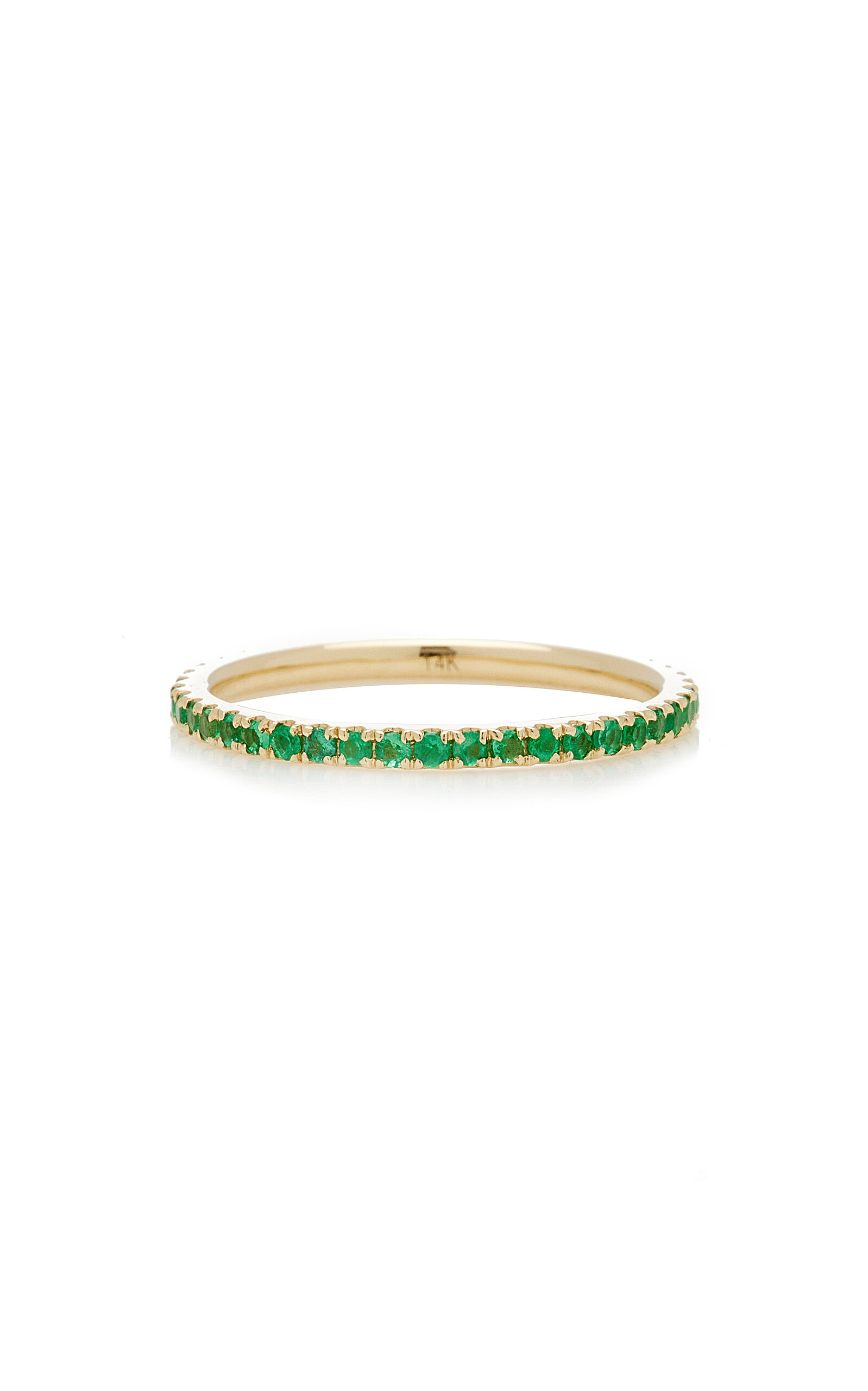 Ef Collection 14k Yellow Gold Emerald Eternity Stacking Ring