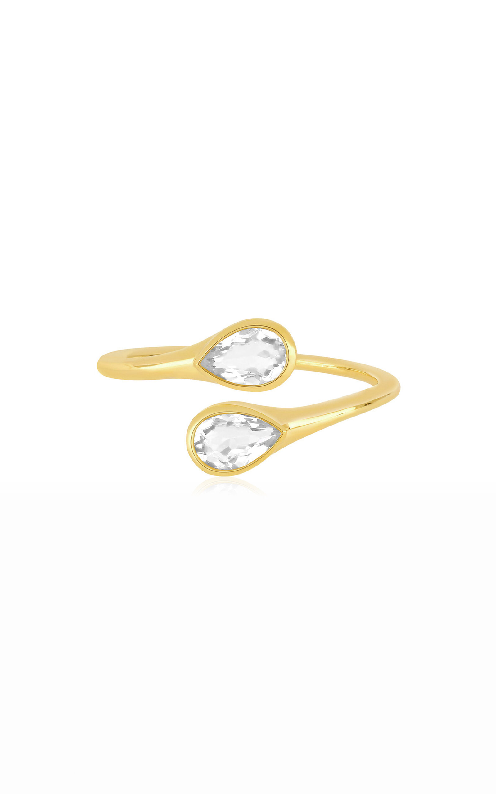Ef Collection 14k Gold Quartz And Pearl Ring
