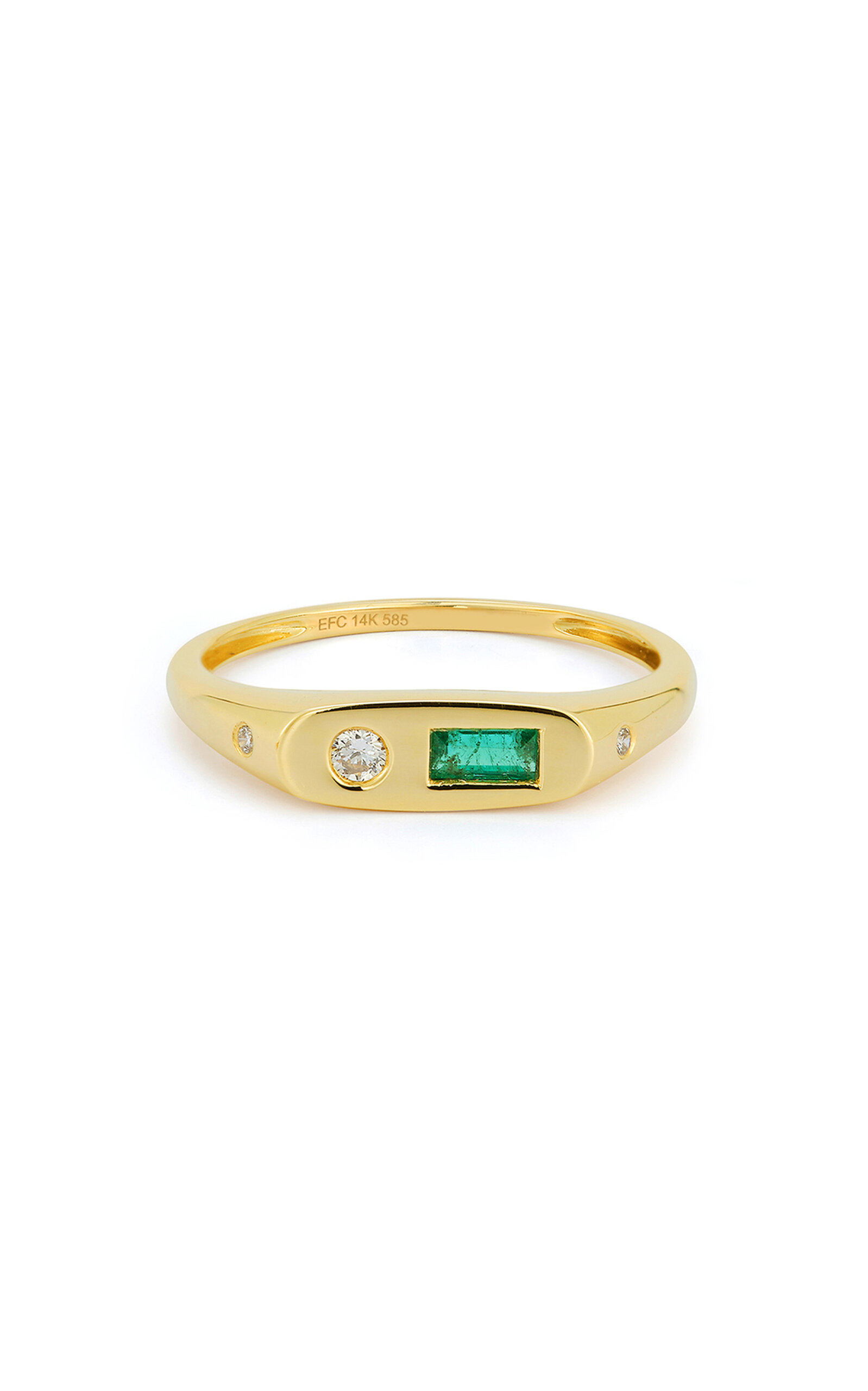 Ef Collection 14k Gold Diamond And Emerald Ring