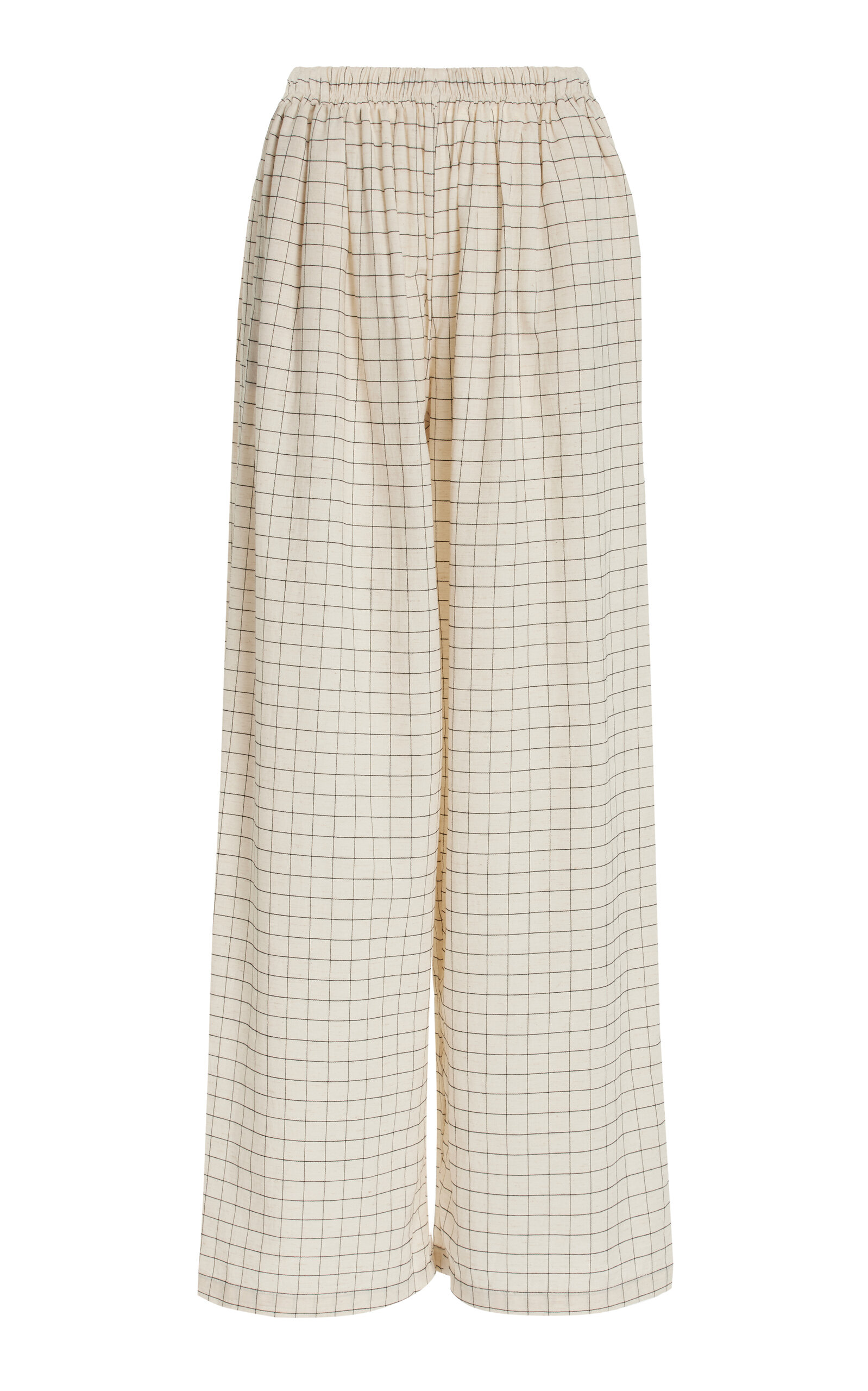 Elce Exclusive Farah Checked Wide-leg Pants In White