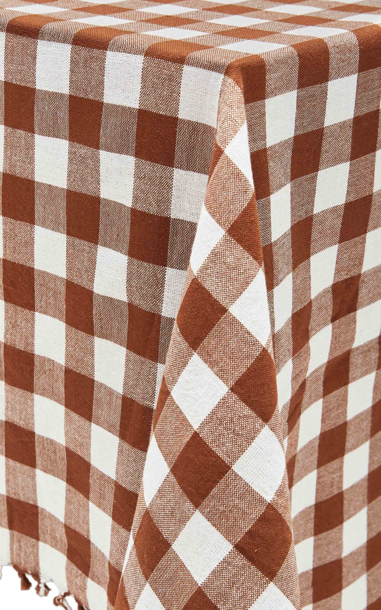 Heather Taylor Home Gingham Nutmeg Tablecloth Small In Brown