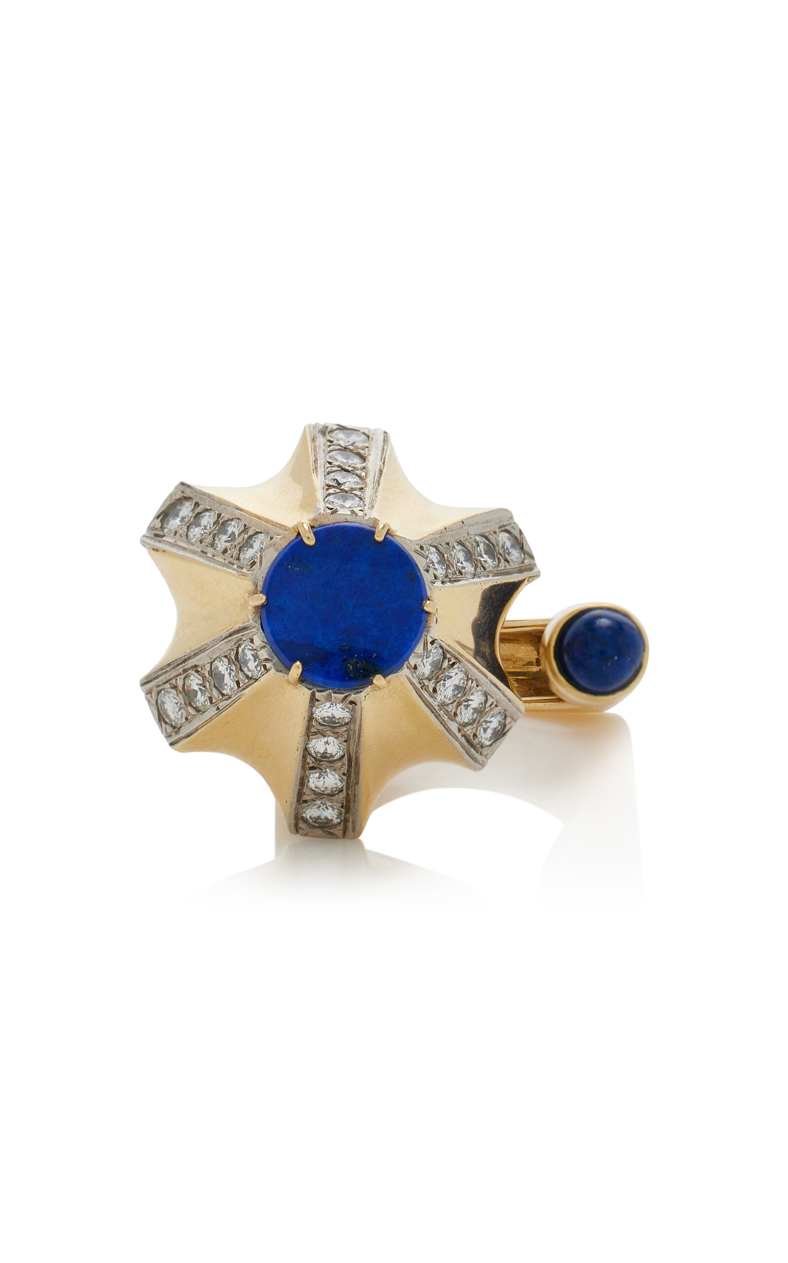 Kentshire One-of-a-kind Dinh Van For Cartier 18k Yellow Gold Lapis; Diamond Ring