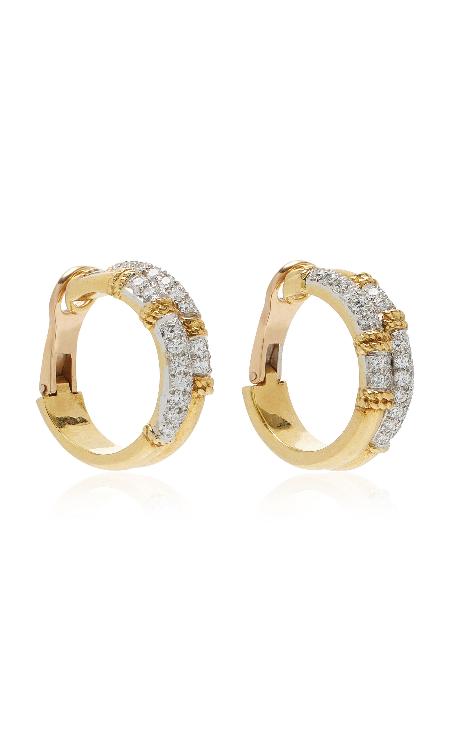 One-of-a-Kind Estate Kutchinsky 18K Yellow Gold Diamond Hoop Earrings