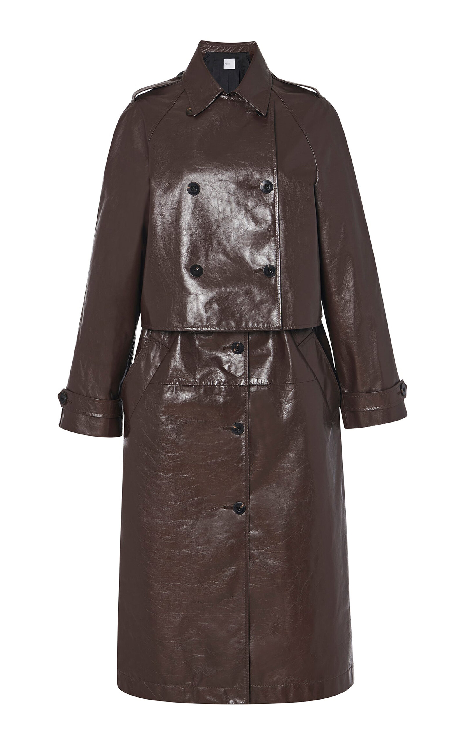 ROSETTA GETTY CONVERTIBLE LAYERED LEATHER TRENCH COAT