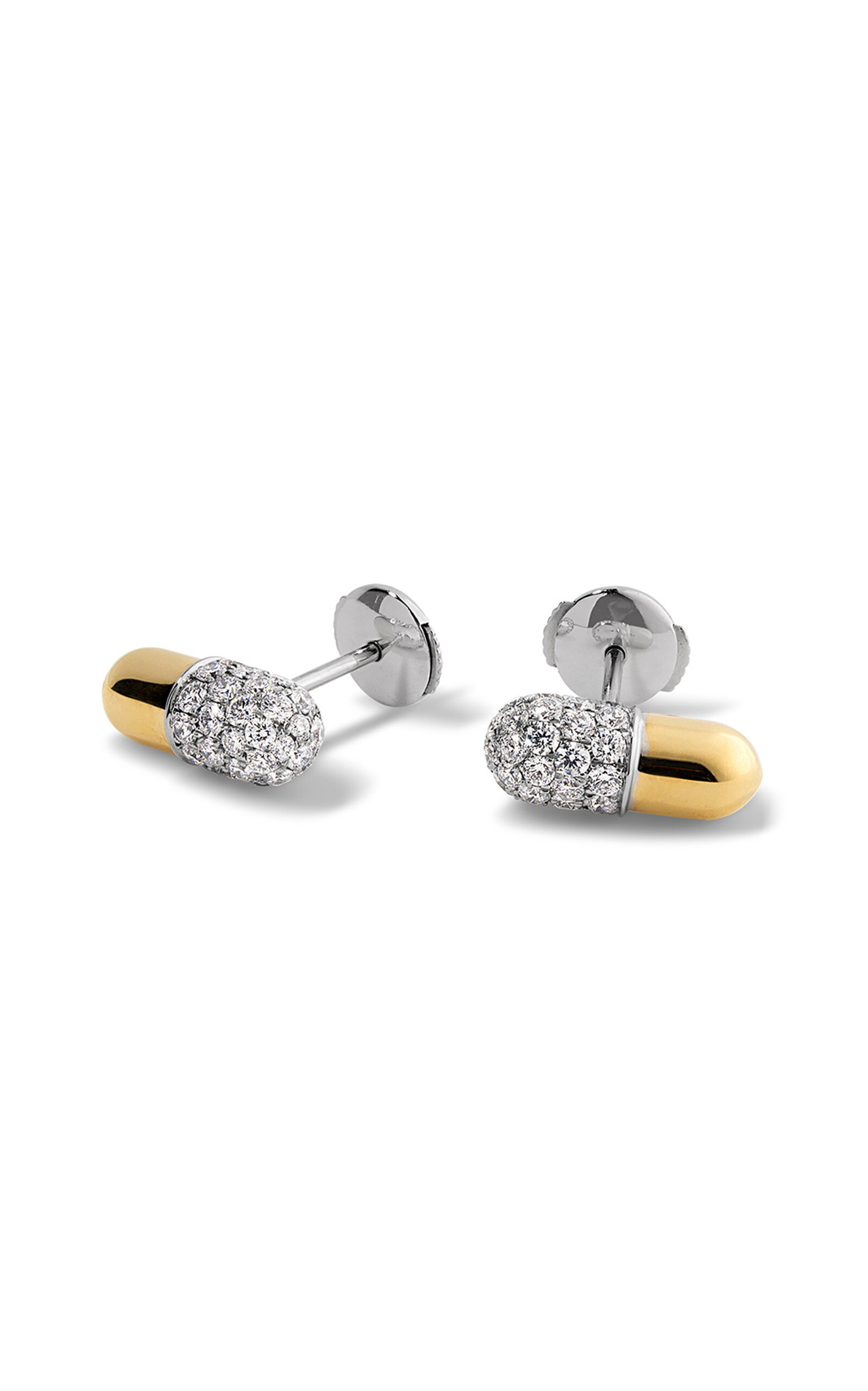 Elior 18k Yellow Gold Pill Stud Earrings With Diamonds In Gold
