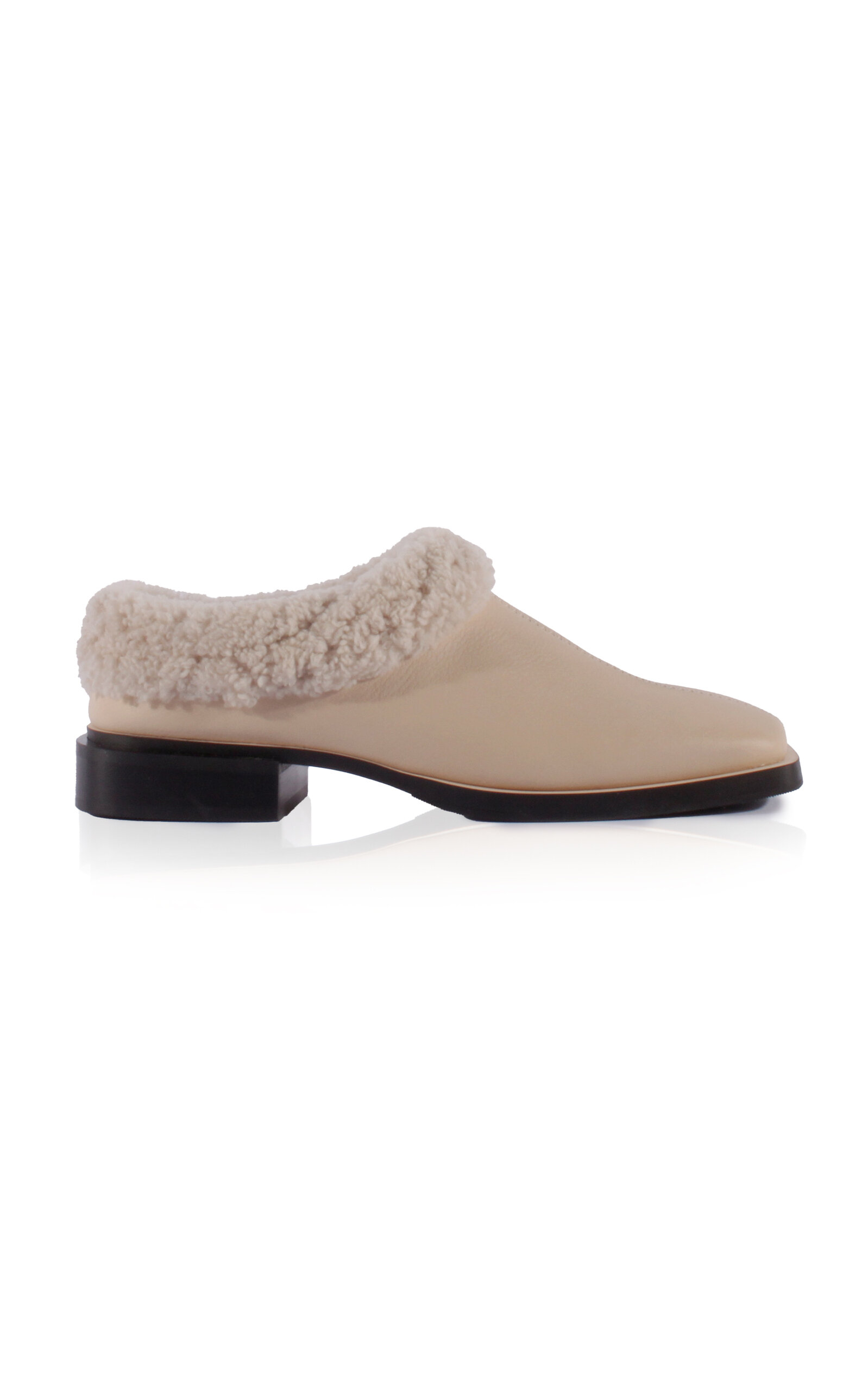 About Arianne Tea Shearling-trimmed Leather Mules In Ivory