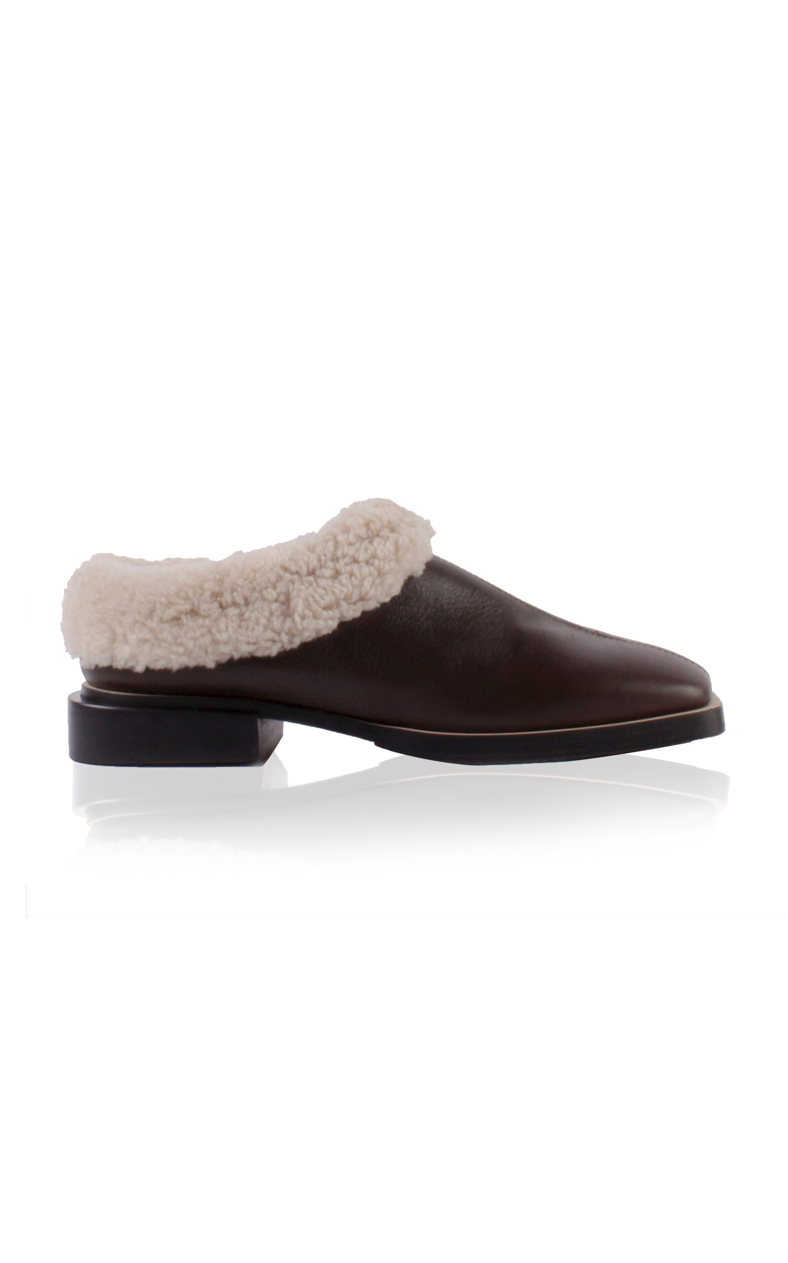 About Arianne Tea Shearling-trimmed Leather Mules In Brown