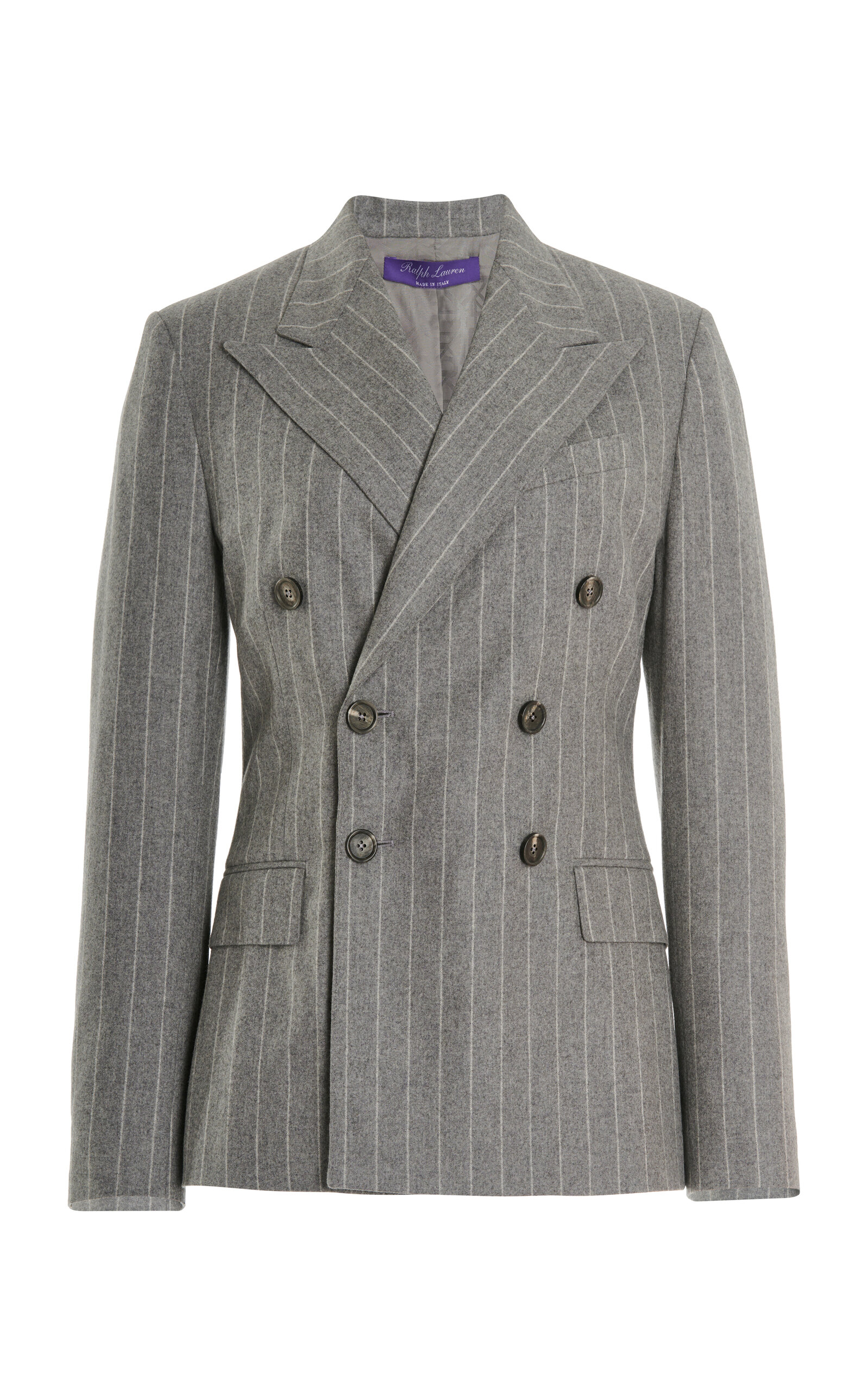 Shop Polo Ralph Lauren Safford Double-breasted Wool Blazer In Grey