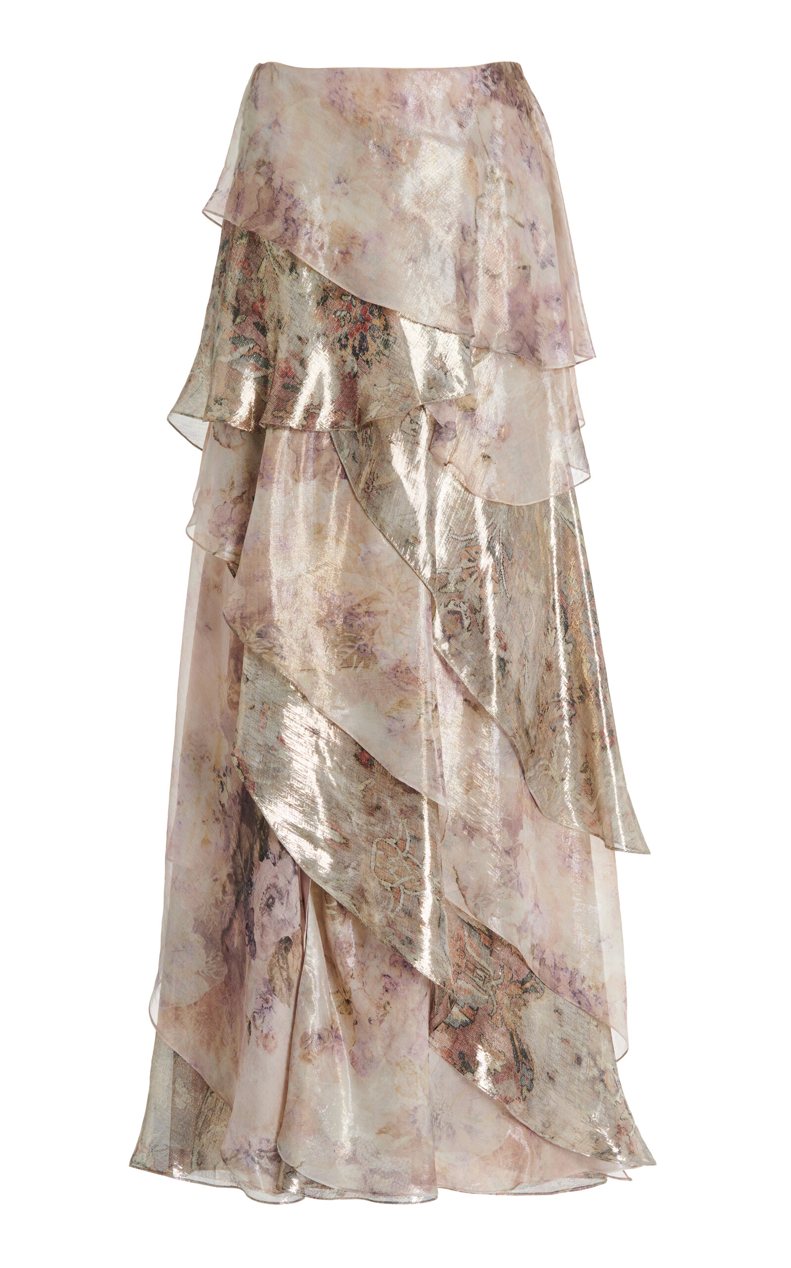 Ralph Lauren Birgita Print Silk-blend Paneled Skirt In Neutral