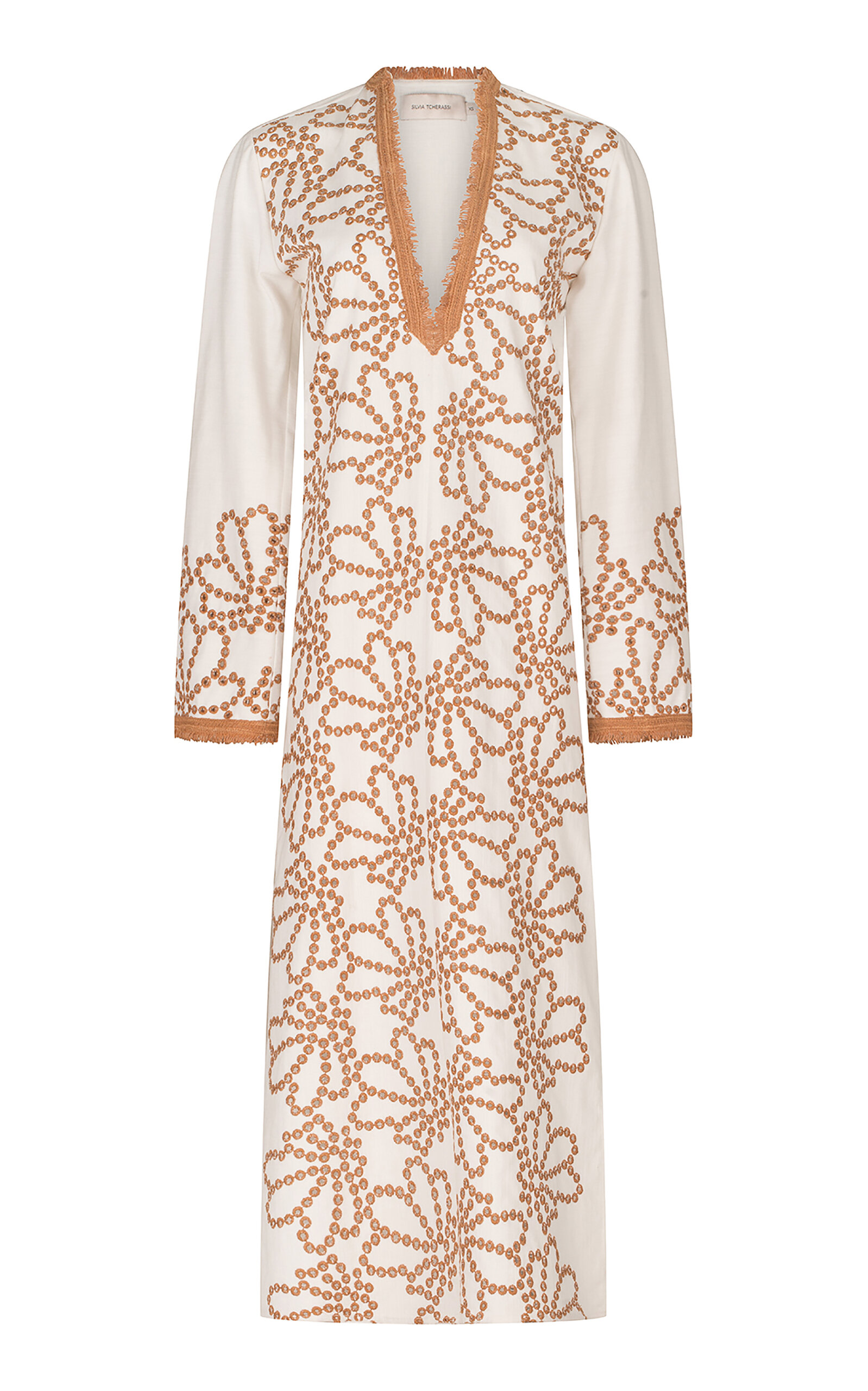 Shop Silvia Tcherassi Bernice Embroidered Cotton-blend Tunic Dress In White