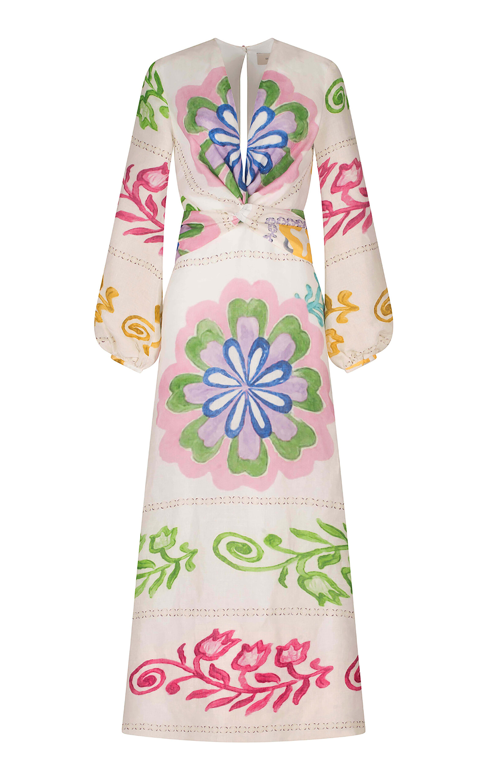 Shop Silvia Tcherassi Battia Printed Linen Maxi Dress In Multi