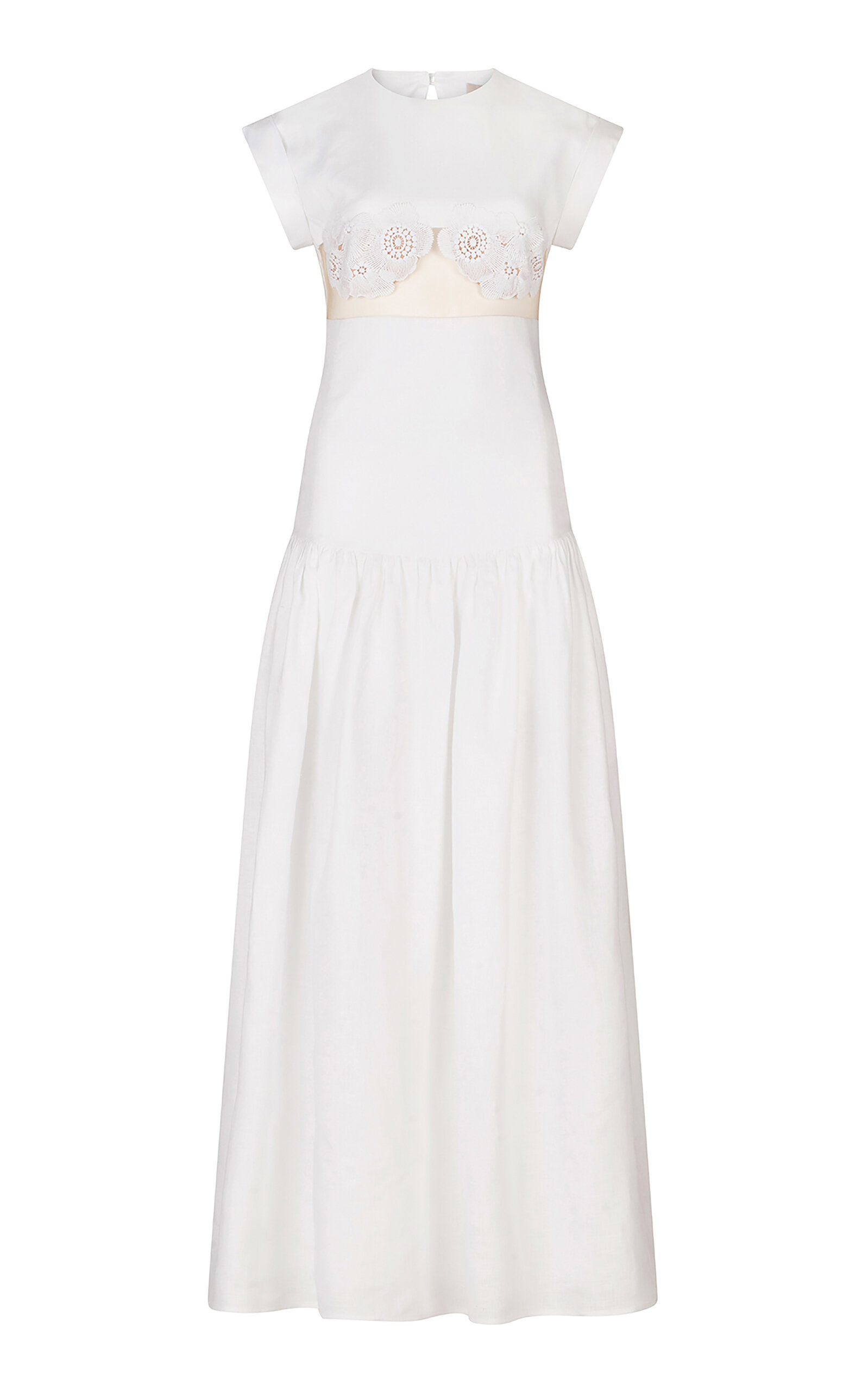 Silvia Tcherassi Hanane Embroidered Cutout Linen Maxi Dress In White