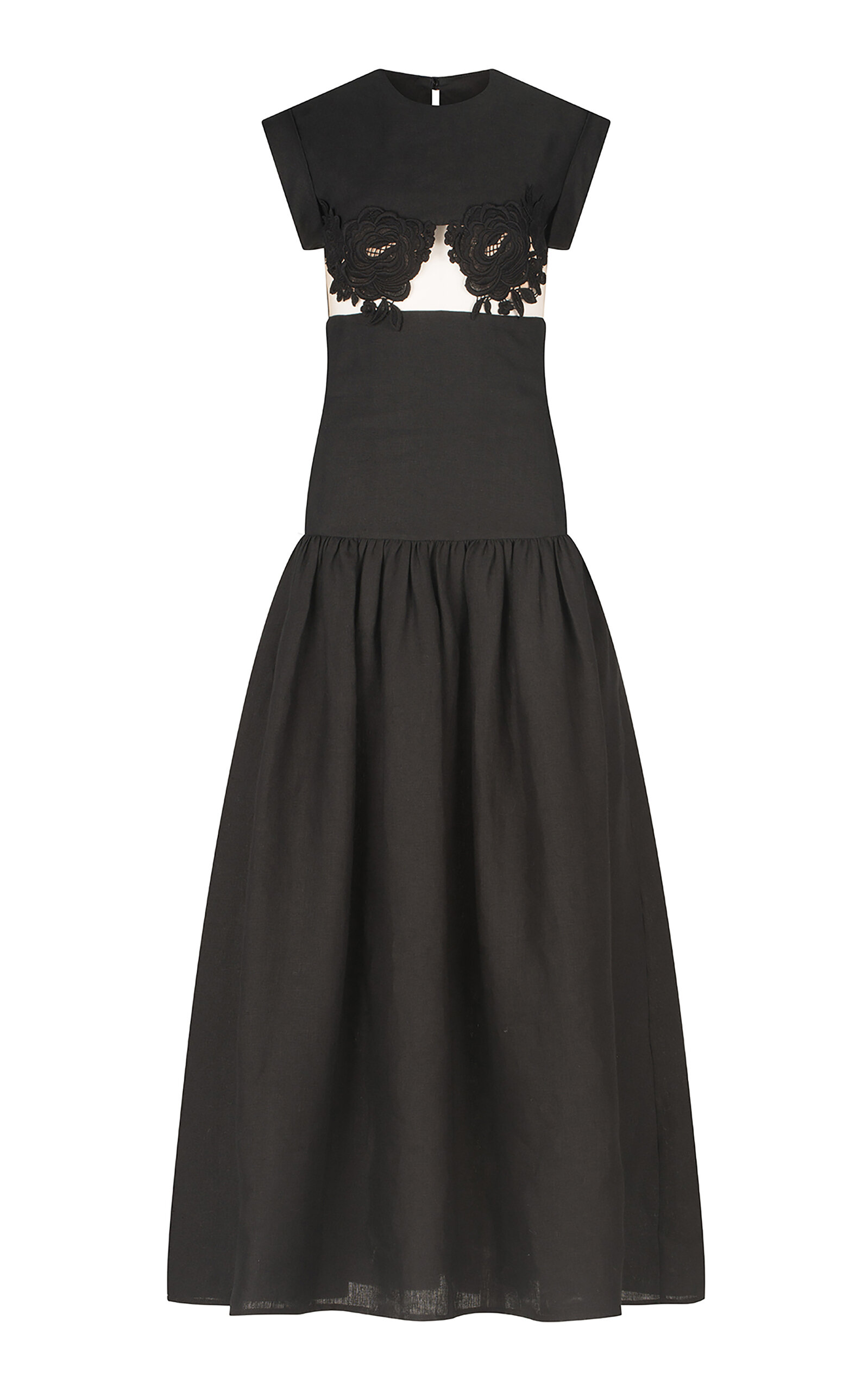 Shop Silvia Tcherassi Hanane Embroidered Cutout Linen Maxi Dress In Black