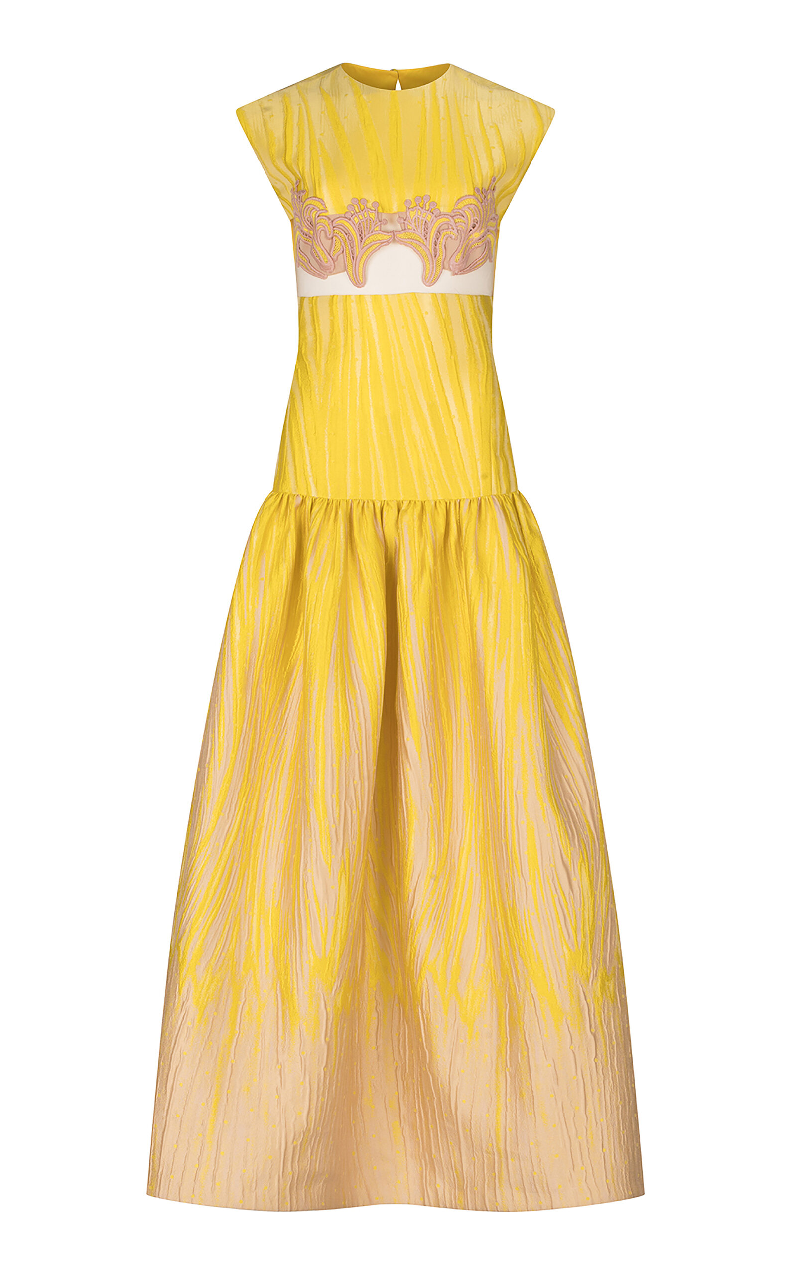 Silvia Tcherassi Leonor Embroidered Cutout Maxi Dress In Yellow