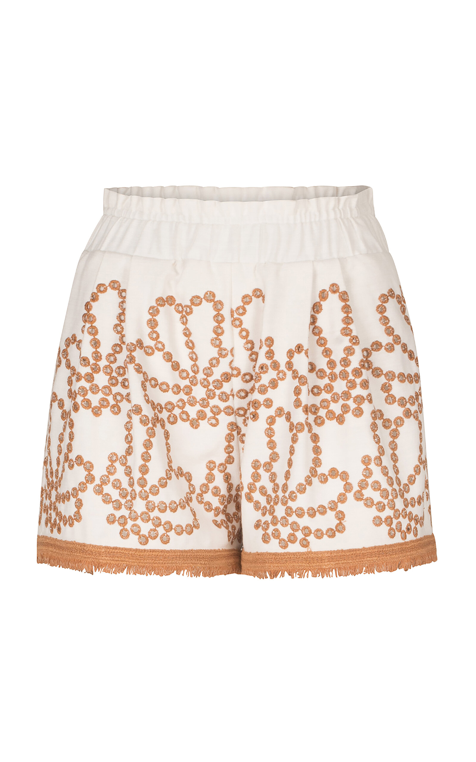 Silvia Tcherassi Giogio Fringed Cotton-blend Shorts In White
