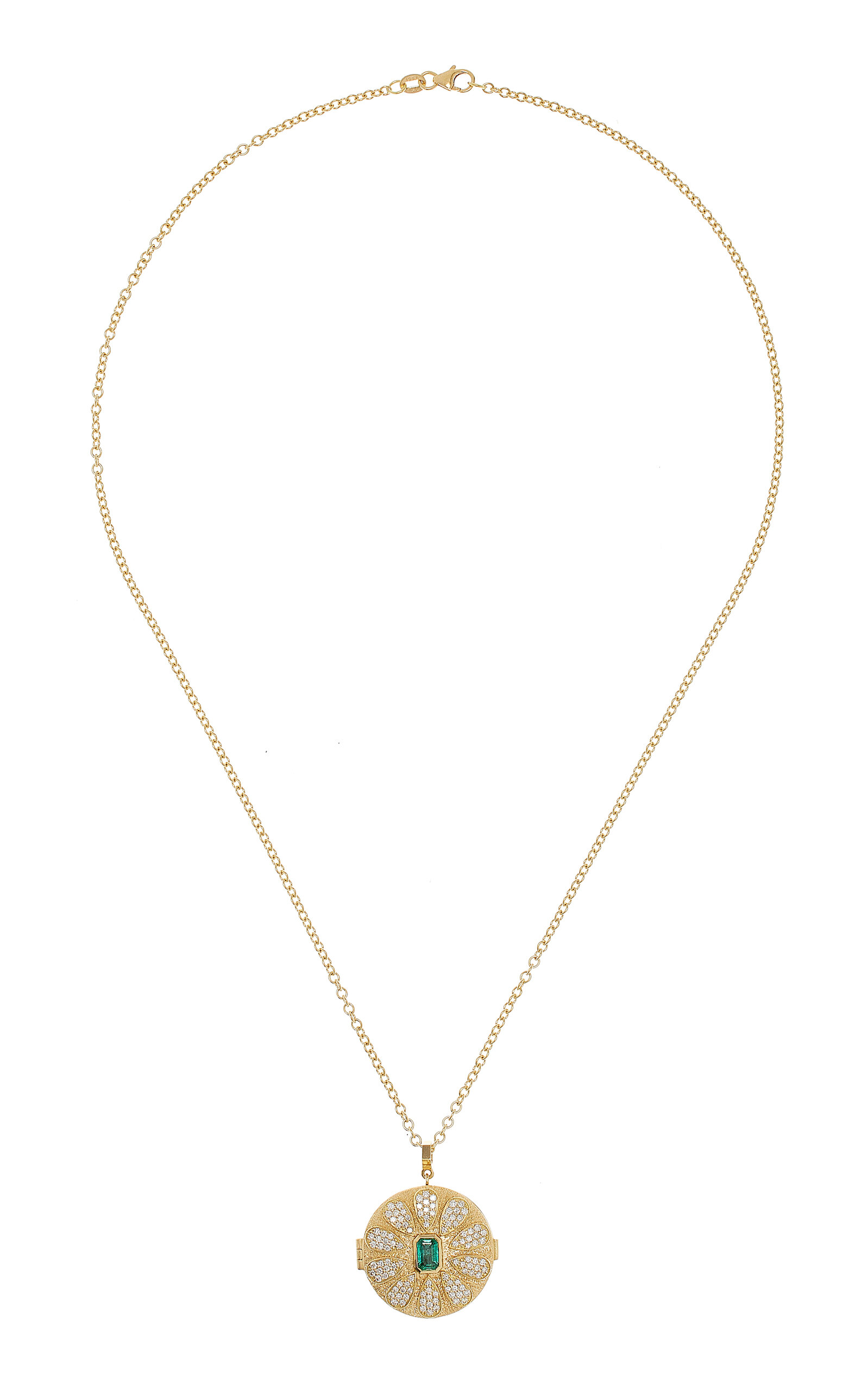 Wonder 18K Yellow Gold Emerald; Diamond Locket Necklace