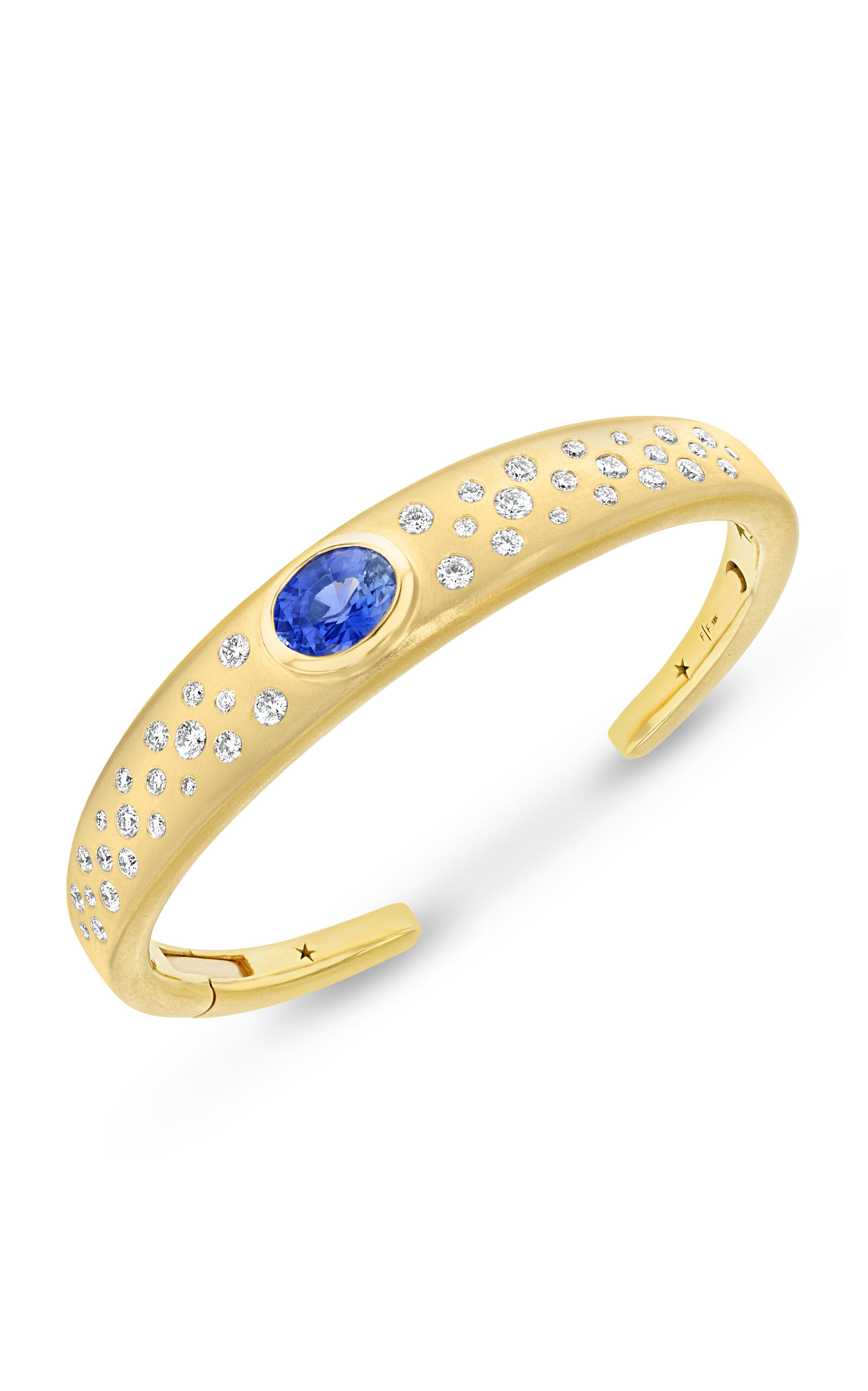 18k Yellow Gold Mystic Cuff Bracelet with Blue Sapphire
