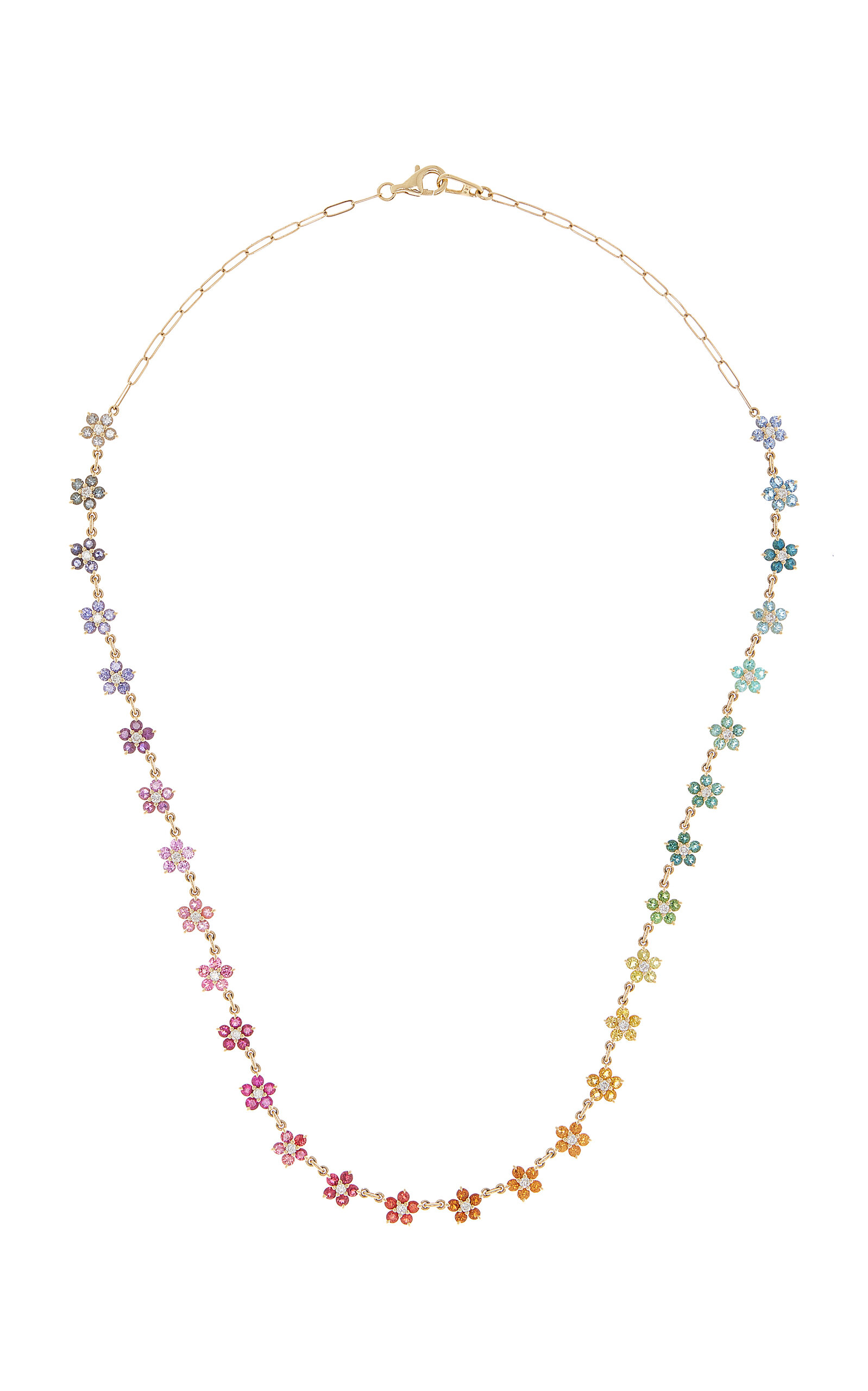 Jane Taylor Daisy 14k Yellow Gold Multi-gem Necklace